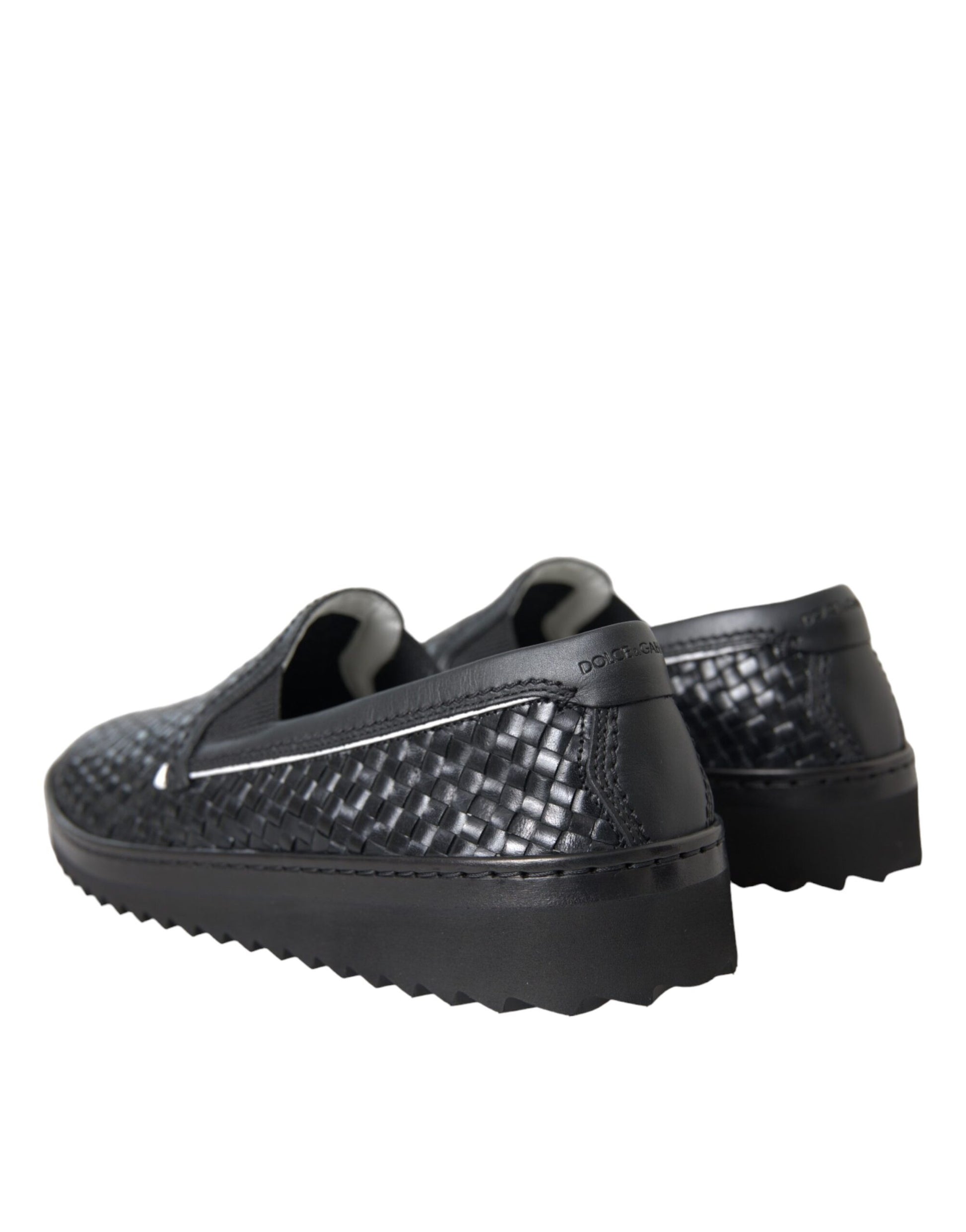 Chaussures Loafers Homme en Cuir de Buffle Tressé Noir Dolce & Gabbana