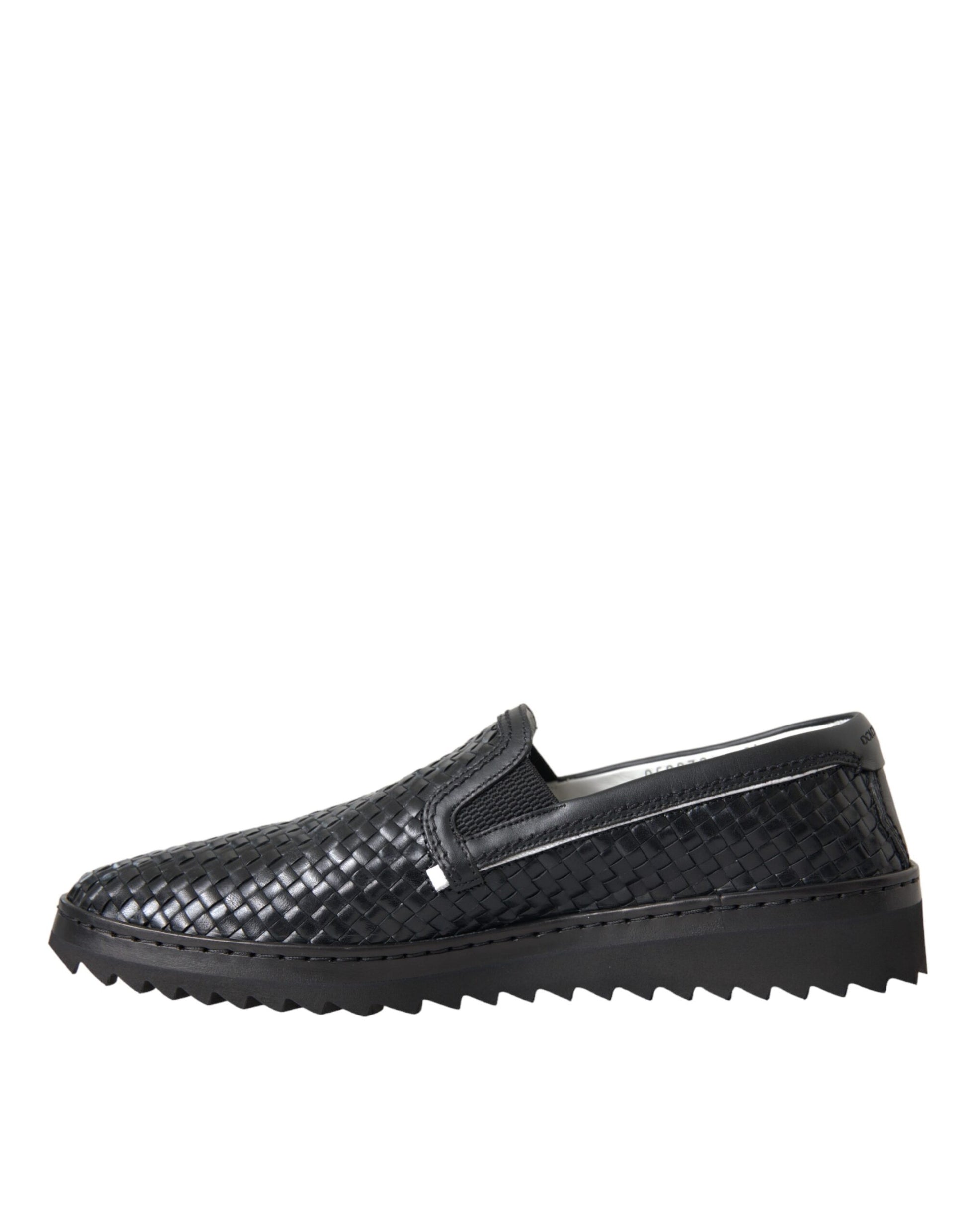 Chaussures Loafers Homme en Cuir de Buffle Tressé Noir Dolce & Gabbana