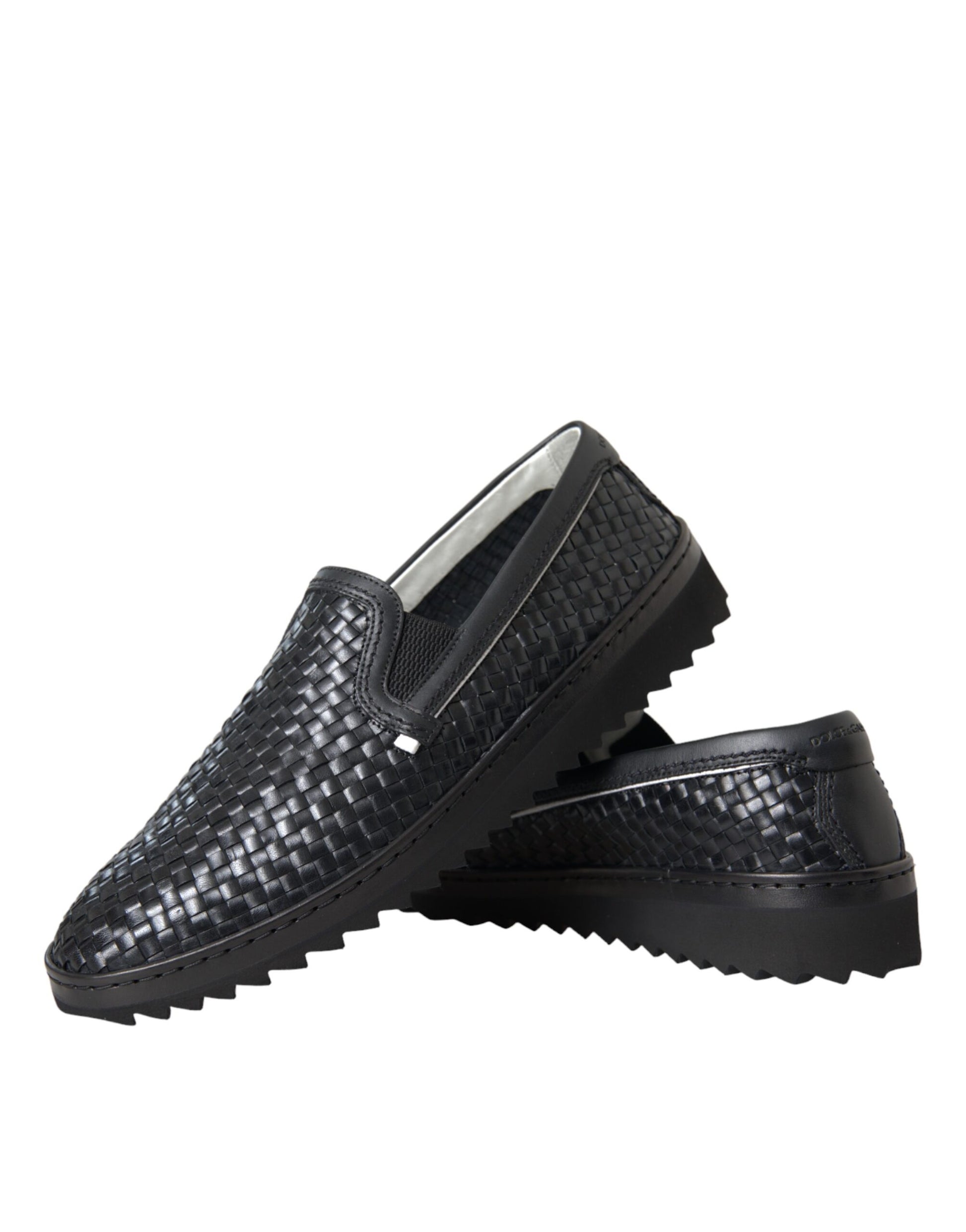 Chaussures Loafers Homme en Cuir de Buffle Tressé Noir Dolce & Gabbana