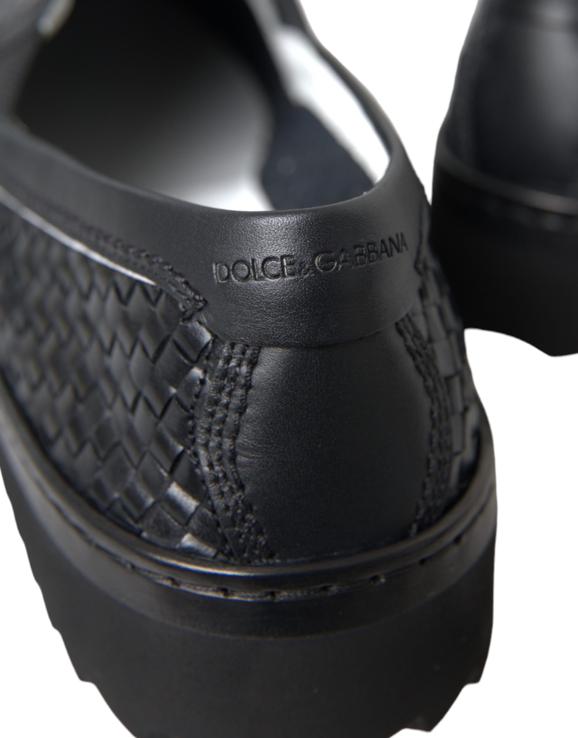 Chaussures Loafers Homme en Cuir de Buffle Tressé Noir Dolce & Gabbana