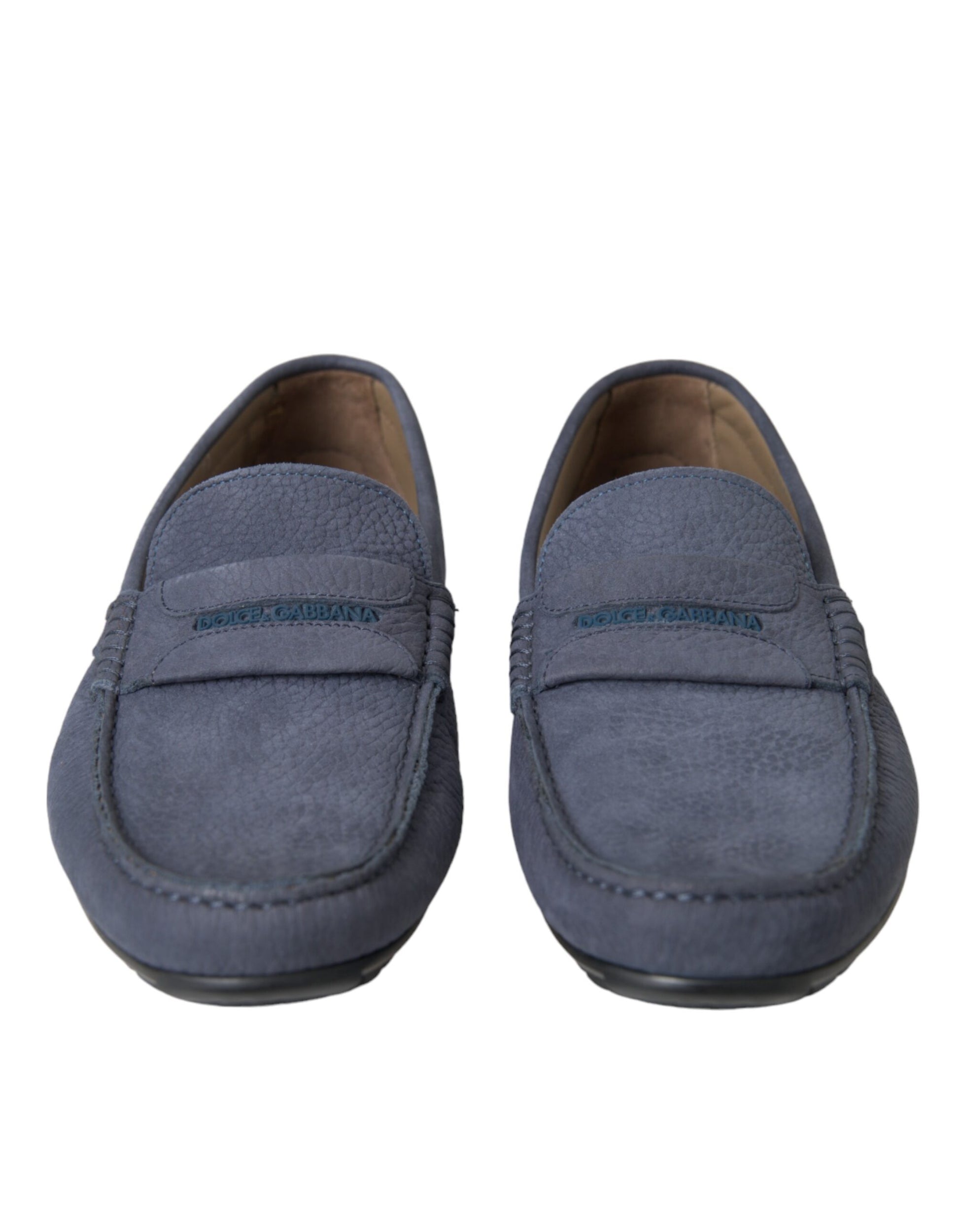 Chaussures Mocassins à Enfiler en Cuir de Veau Bleu Dolce & Gabbana
