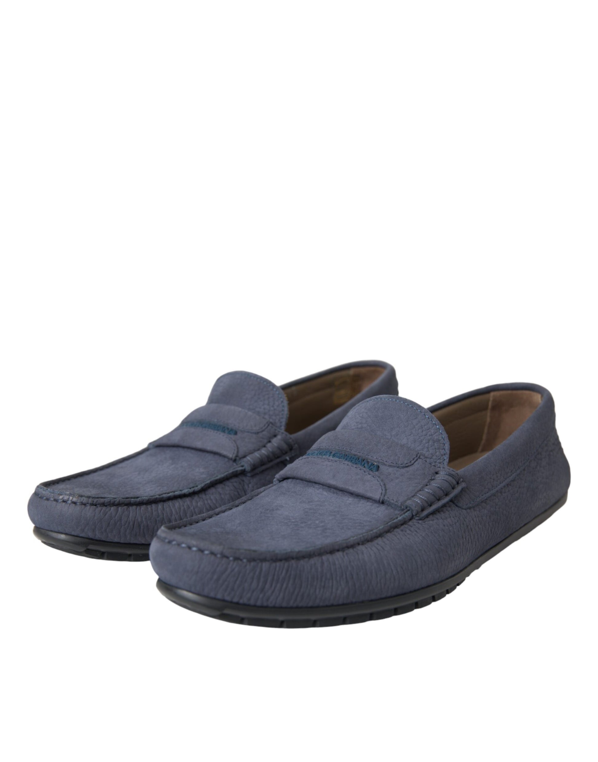 Chaussures Mocassins à Enfiler en Cuir de Veau Bleu Dolce & Gabbana