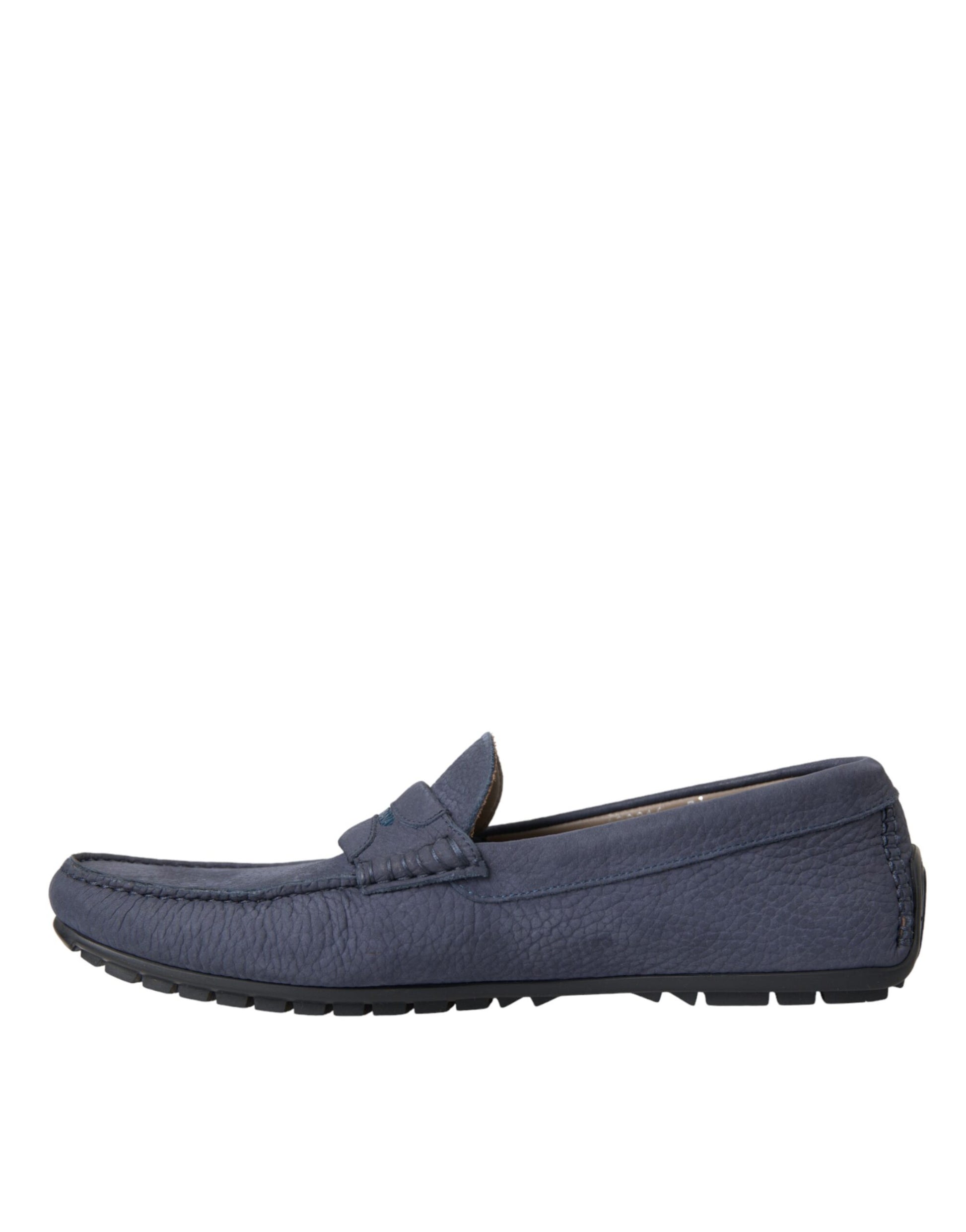 Chaussures Mocassins à Enfiler en Cuir de Veau Bleu Dolce & Gabbana
