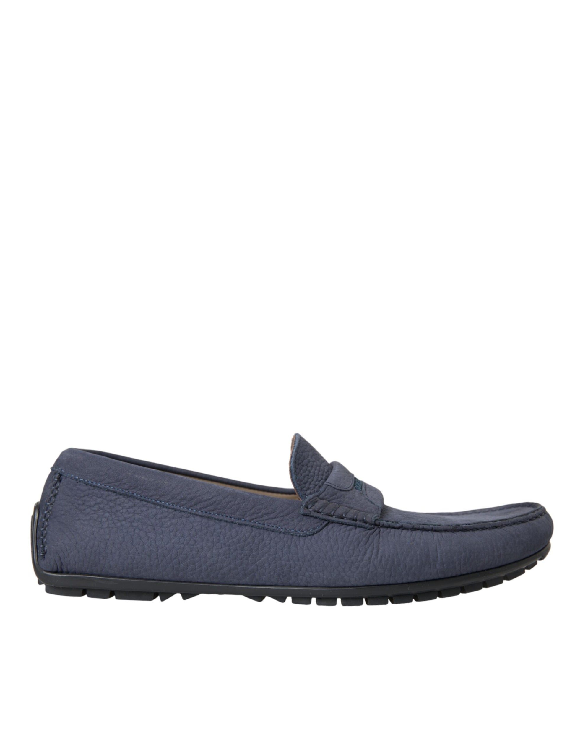 Chaussures Mocassins à Enfiler en Cuir de Veau Bleu Dolce & Gabbana