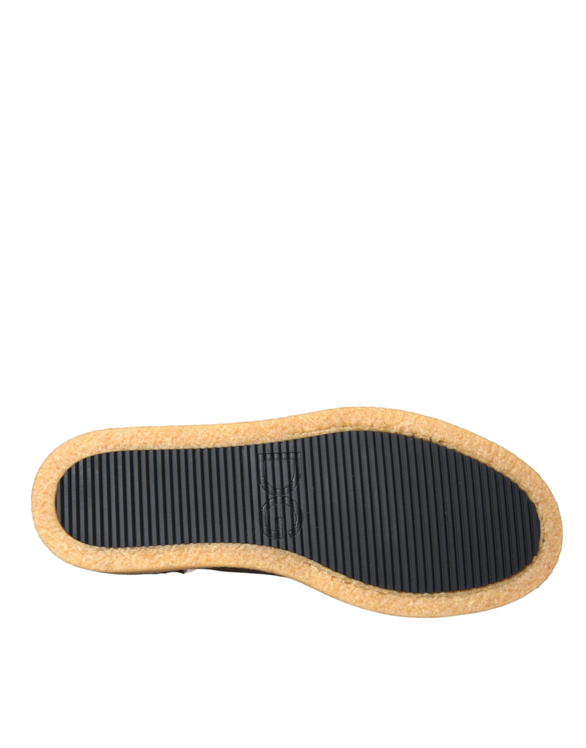 Mocassins pour homme en cuir et fourrure marron et noire Dolce & Gabbana