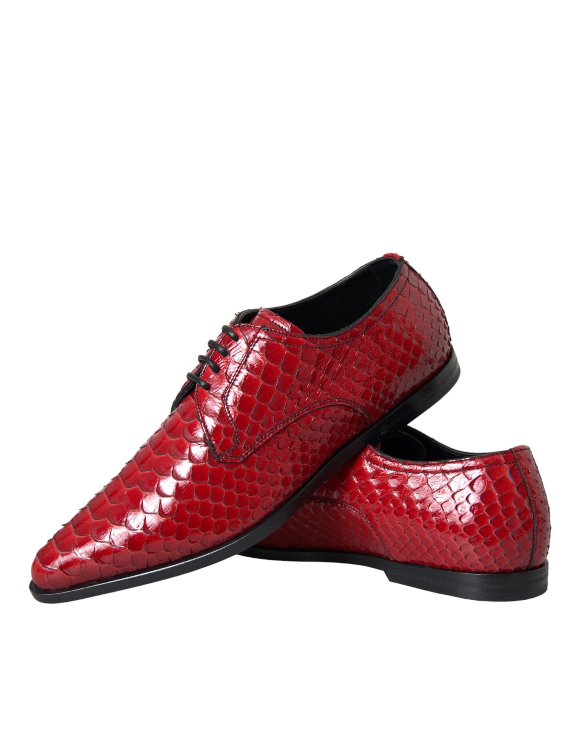 Chaussures de ville Richelieu rouges texturées vernies pour homme Dolce & Gabbana