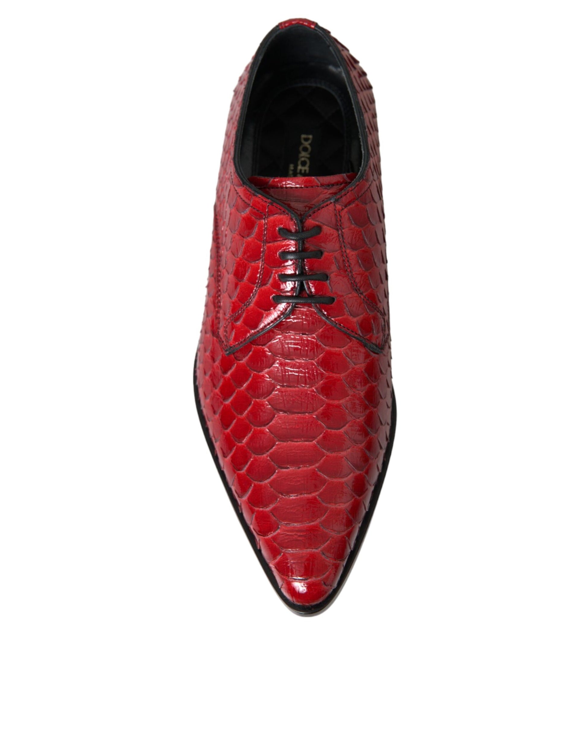 Chaussures de ville Richelieu rouges texturées vernies pour homme Dolce & Gabbana