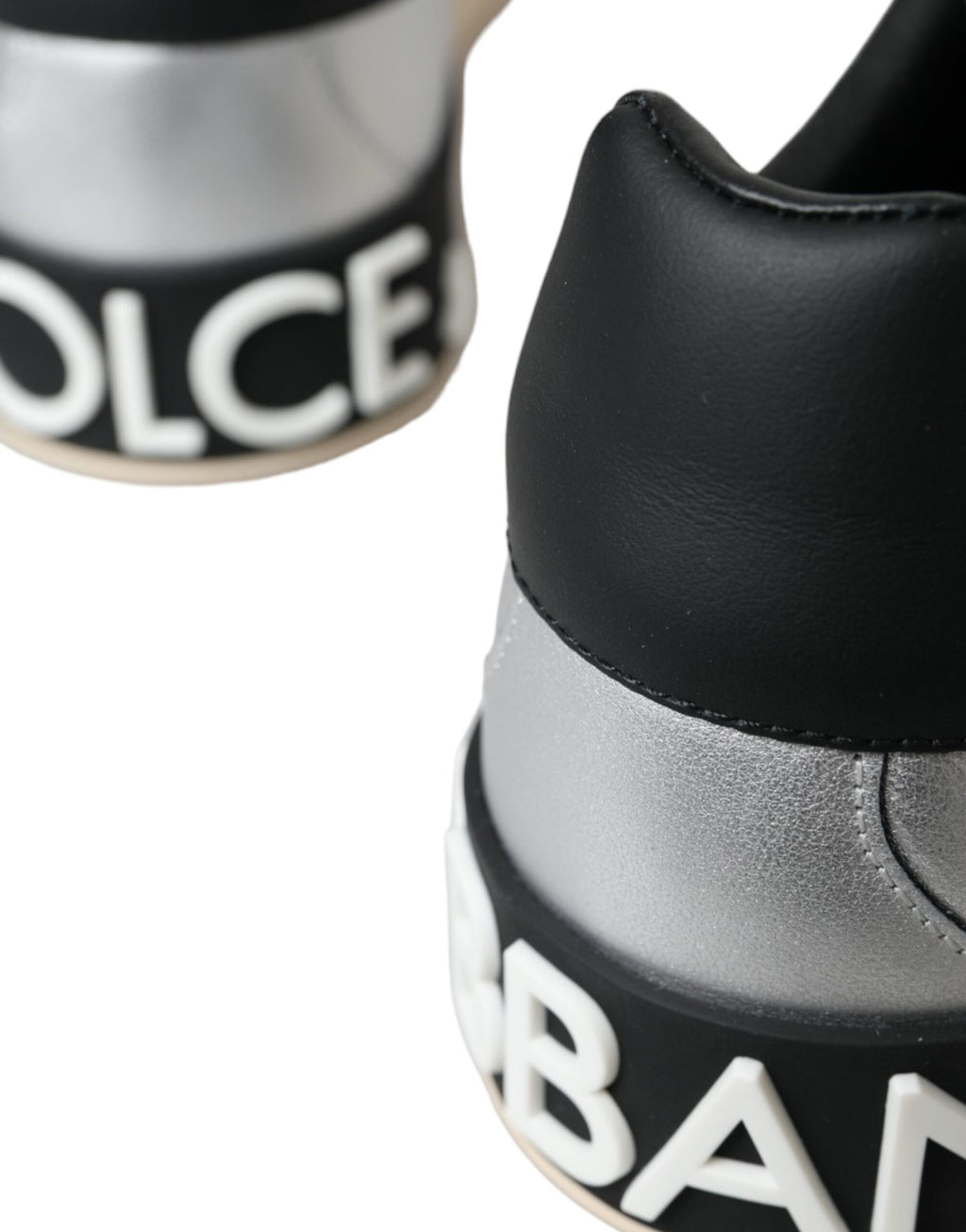 Chaussures pour homme Dolce & Gabbana Baskets Portofino Argentées en Cuir de Veau