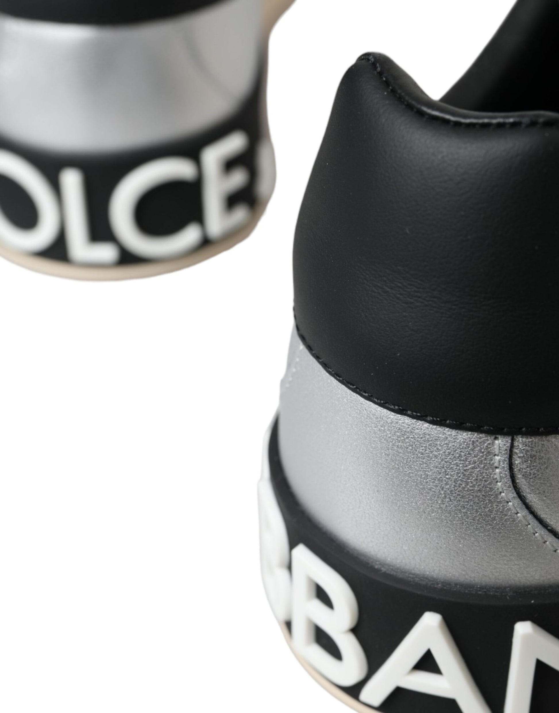 Chaussures pour homme Dolce & Gabbana Baskets Portofino Argentées en Cuir de Veau