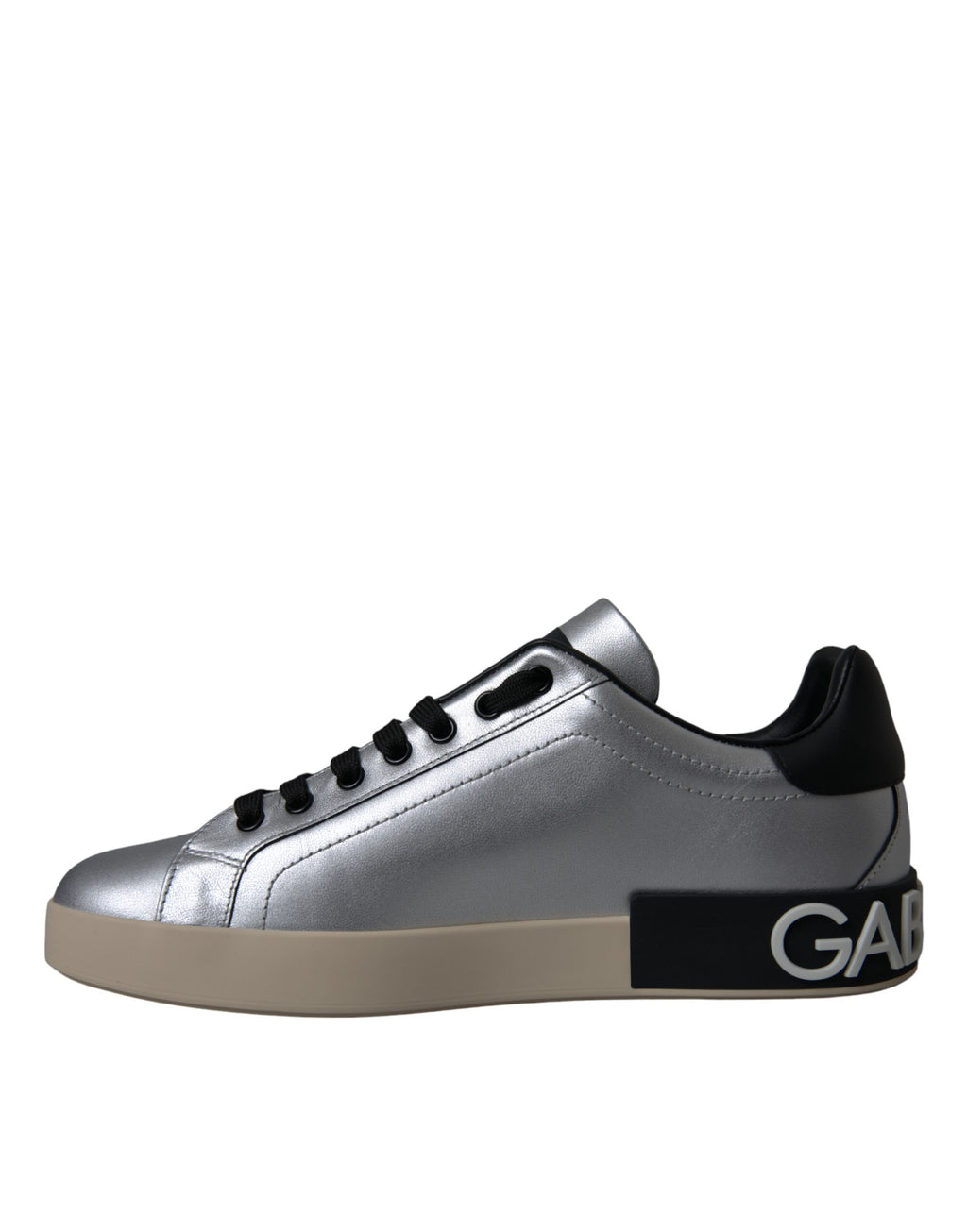 Chaussures pour homme Dolce & Gabbana Baskets Portofino Argentées en Cuir de Veau