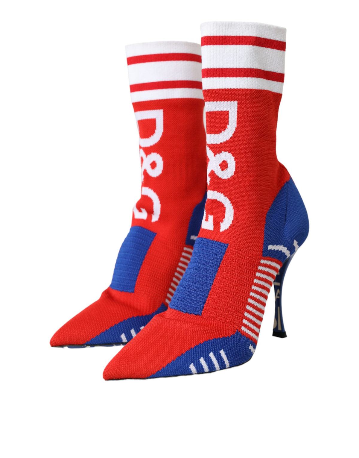 Dolce & Gabbana Bottines chaussettes extensibles rouges et bleues Logo