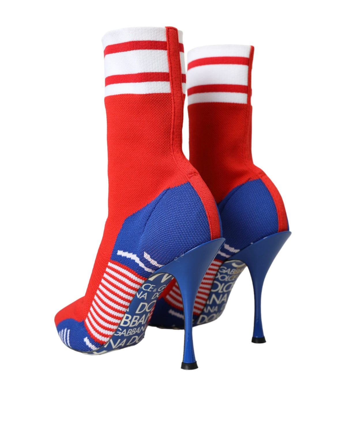 Dolce & Gabbana Bottines chaussettes extensibles rouges et bleues Logo