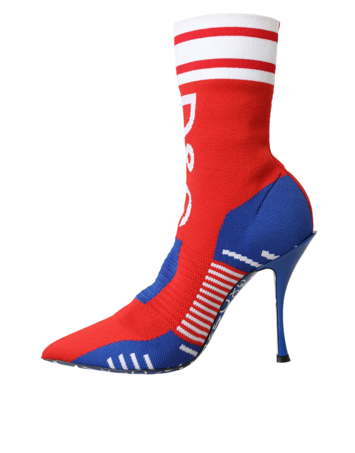 Dolce & Gabbana Bottines chaussettes extensibles rouges et bleues Logo