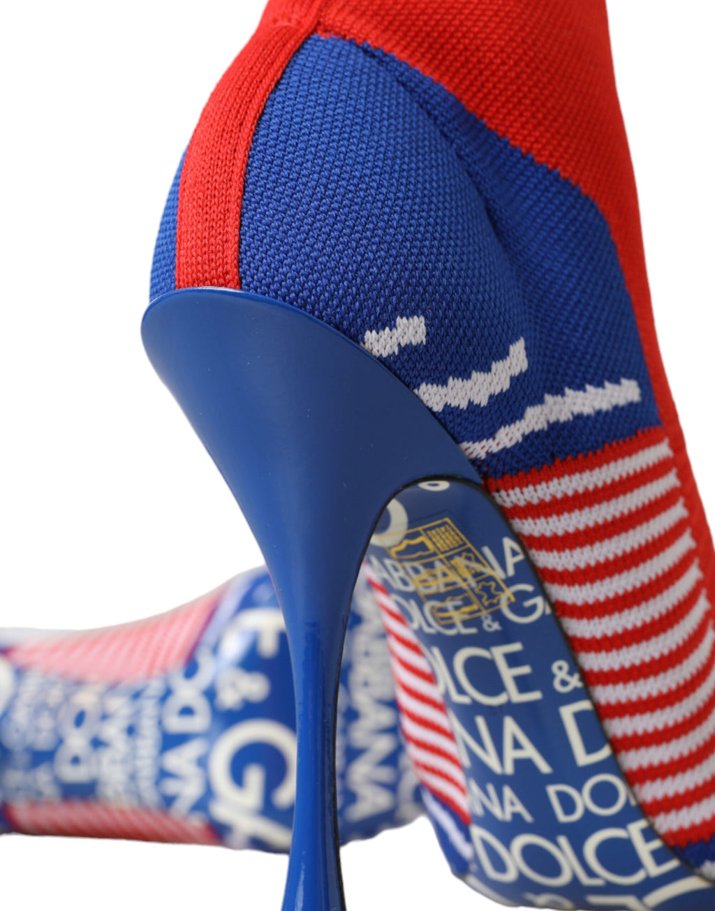 Dolce & Gabbana Bottines chaussettes extensibles rouges et bleues Logo