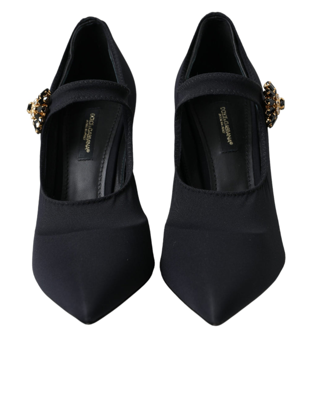 Chaussures à talons Dolce & Gabbana Mary Jane en jersey noir et cristaux