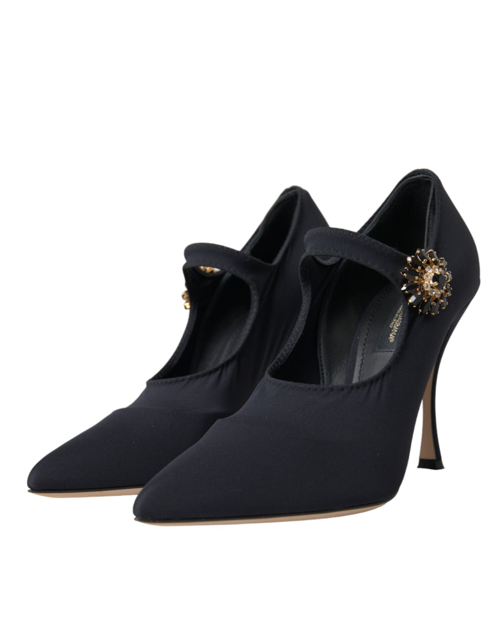 Chaussures à talons Dolce & Gabbana Mary Jane en jersey noir et cristaux
