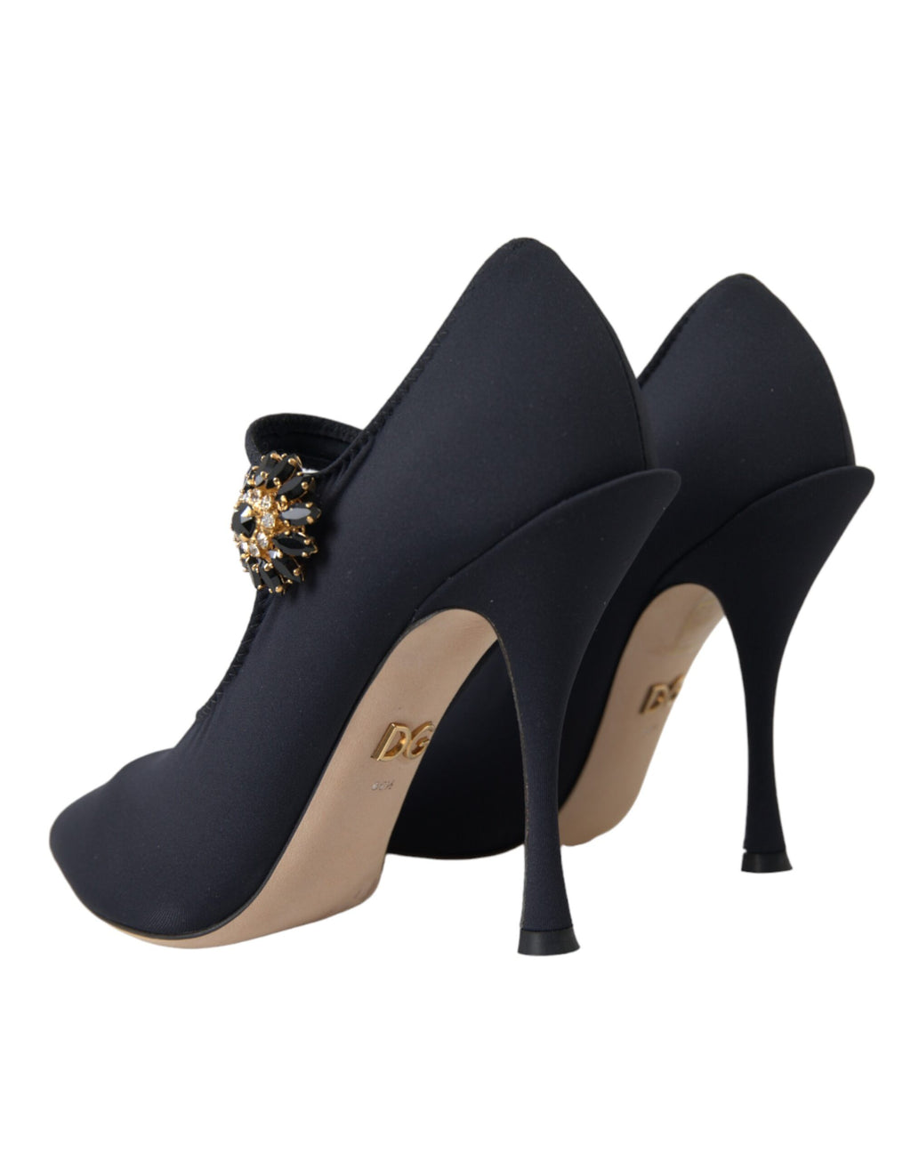 Chaussures à talons Dolce & Gabbana Mary Jane en jersey noir et cristaux