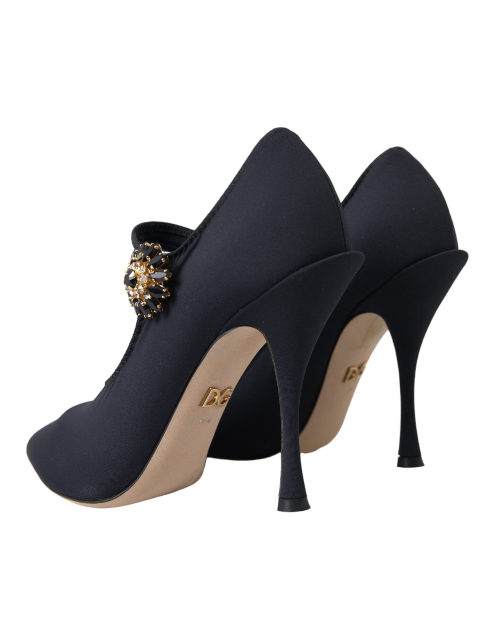 Chaussures à talons Dolce & Gabbana Mary Jane en jersey noir et cristaux