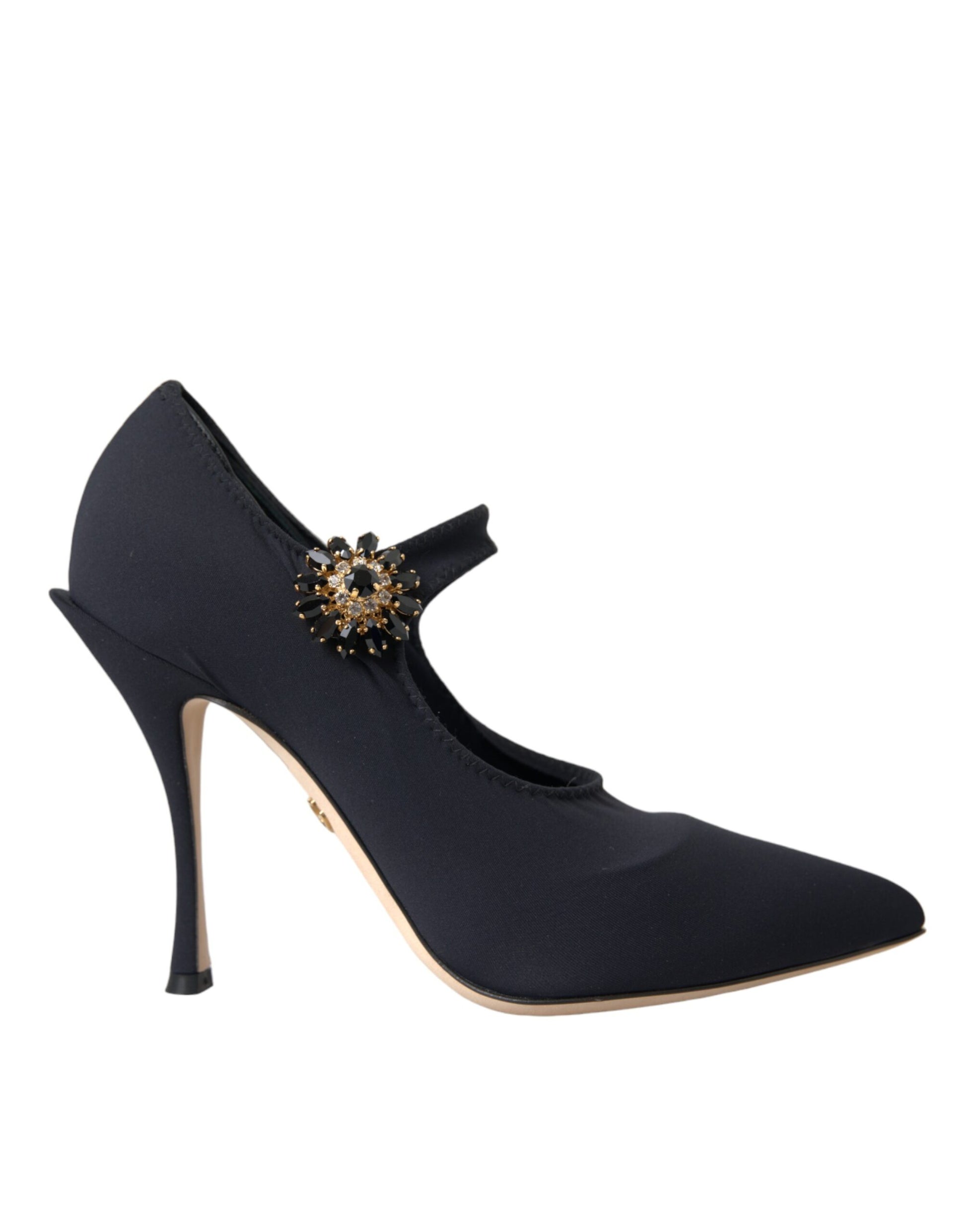 Chaussures à talons Dolce & Gabbana Mary Jane en jersey noir et cristaux