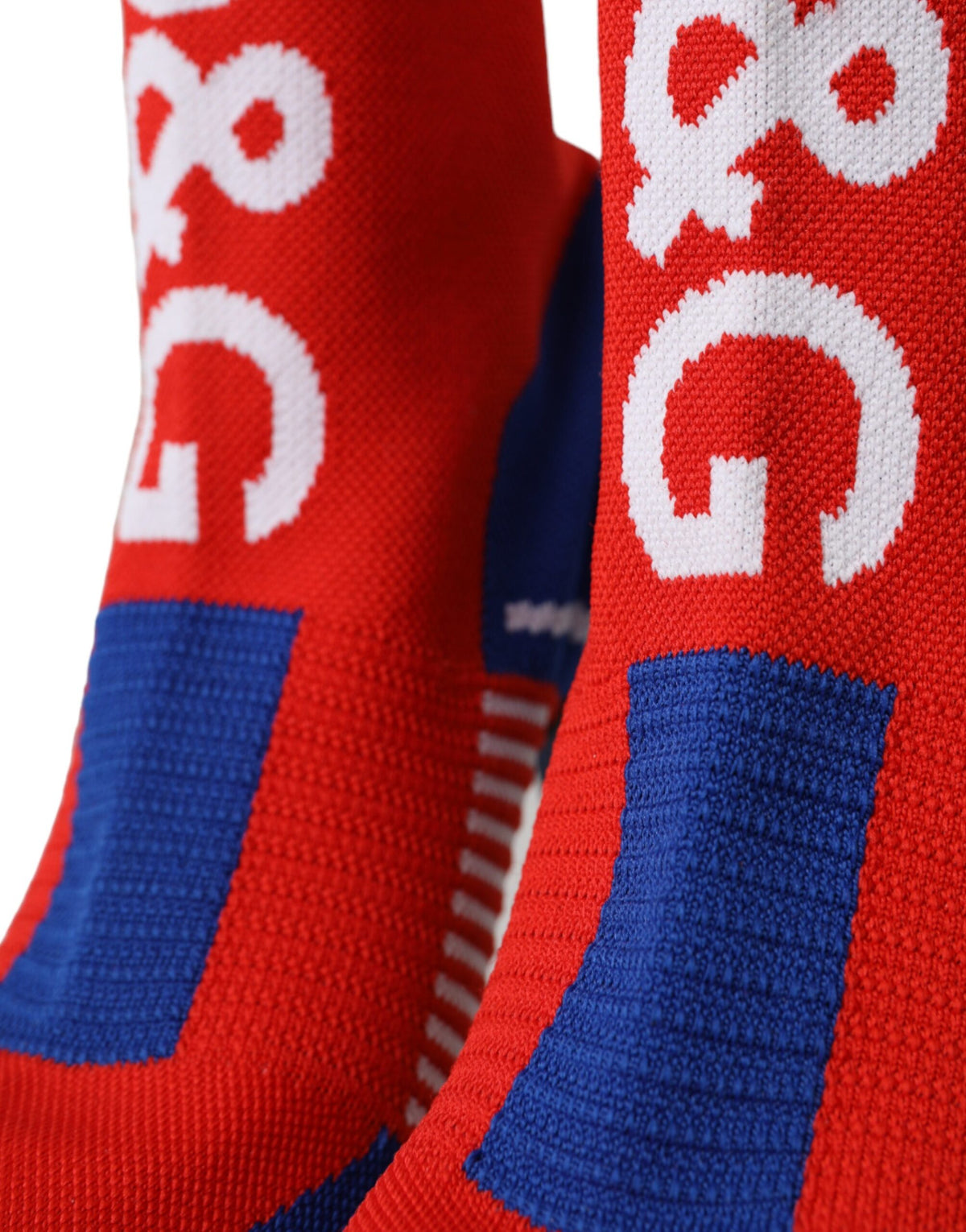 Dolce & Gabbana Bottines courtes en maille extensible rouge et bleu avec logo