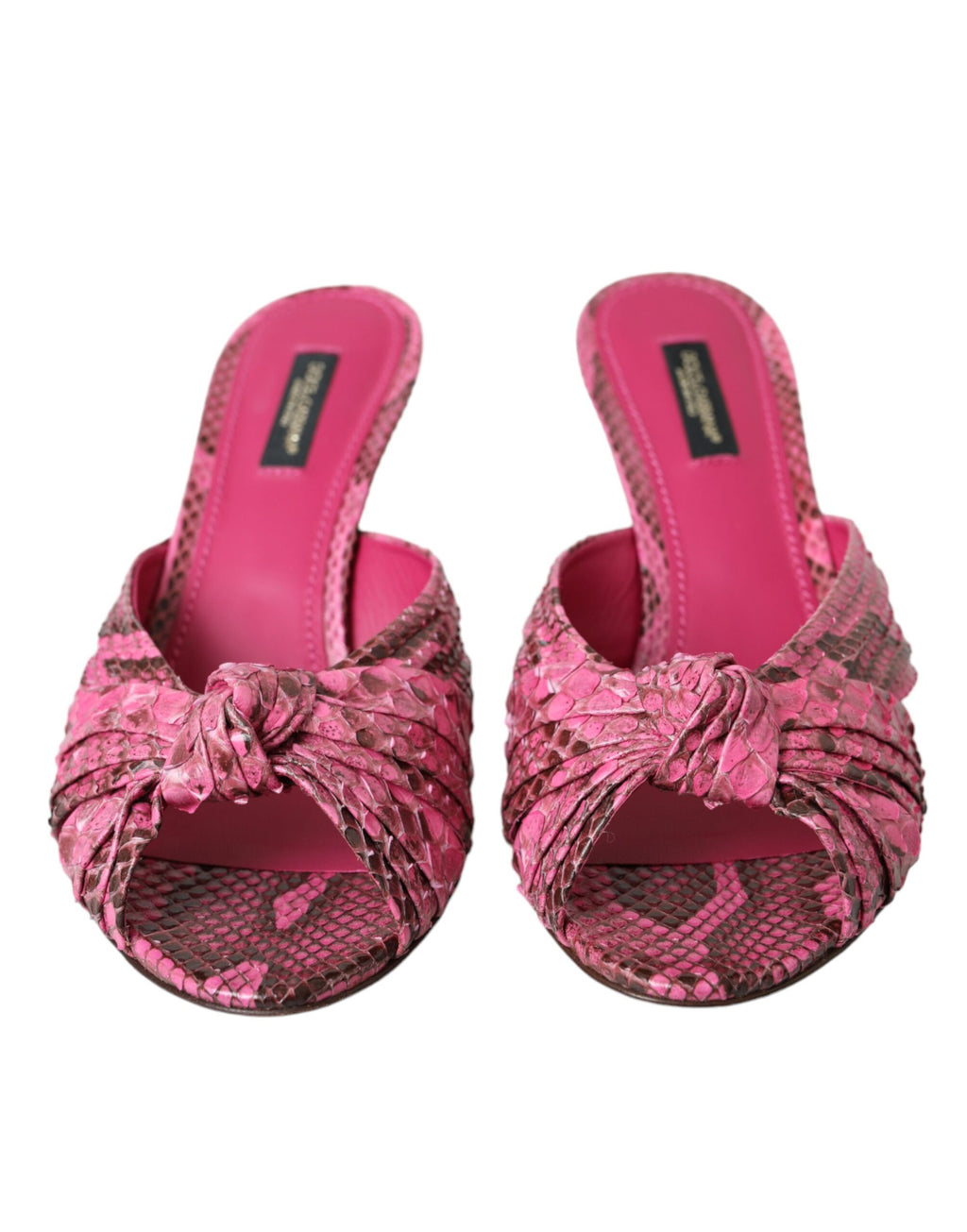 Chaussures mules à talons chaton en cuir exotique roses Dolce & Gabbana
