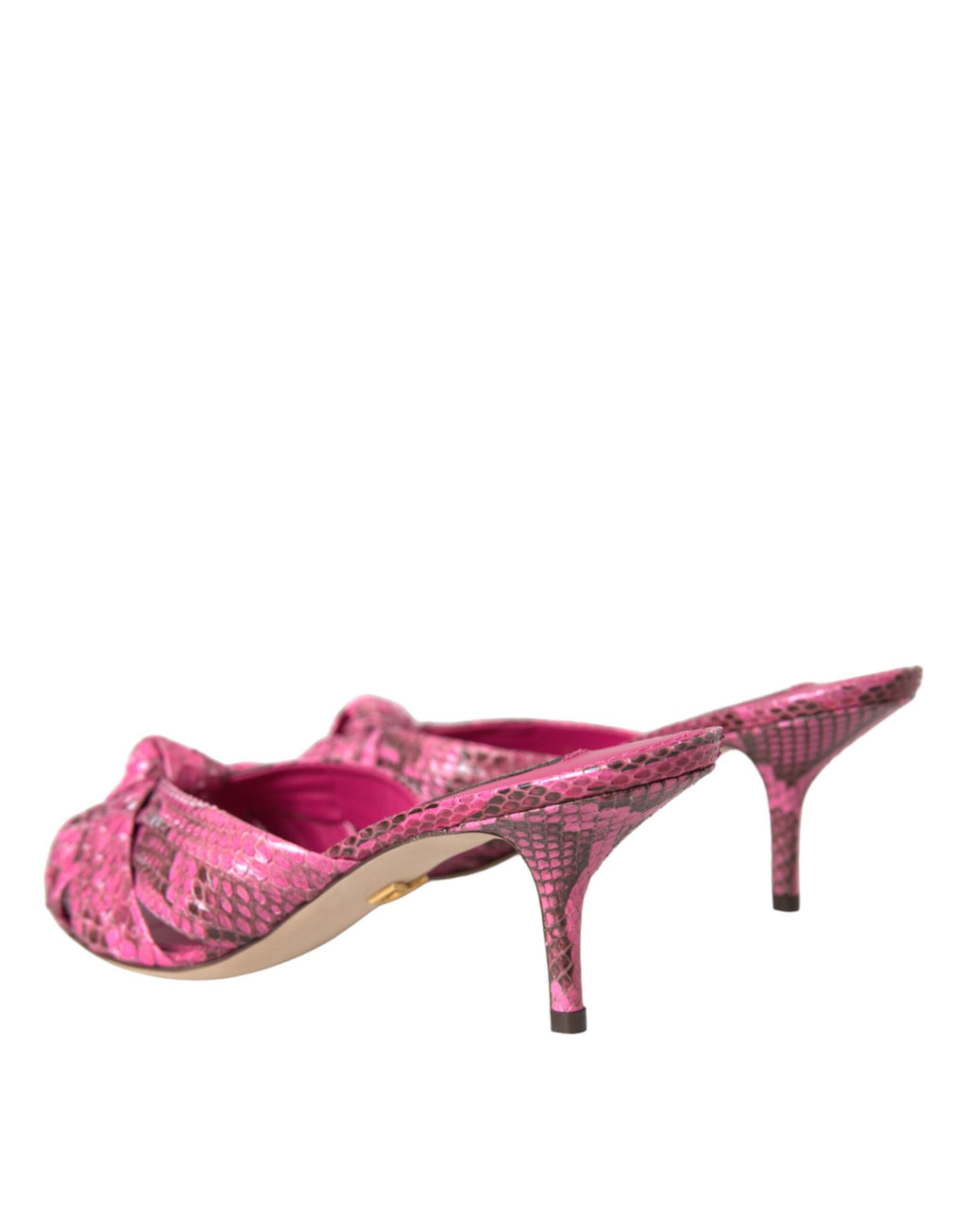 Chaussures mules à talons chaton en cuir exotique roses Dolce & Gabbana