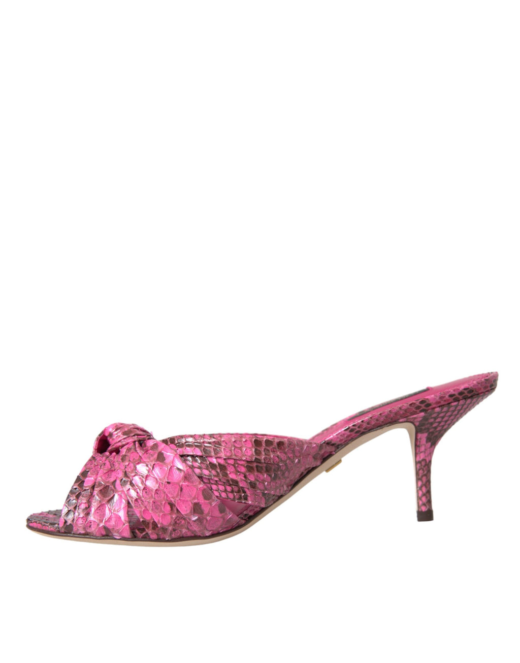 Chaussures mules à talons chaton en cuir exotique roses Dolce & Gabbana