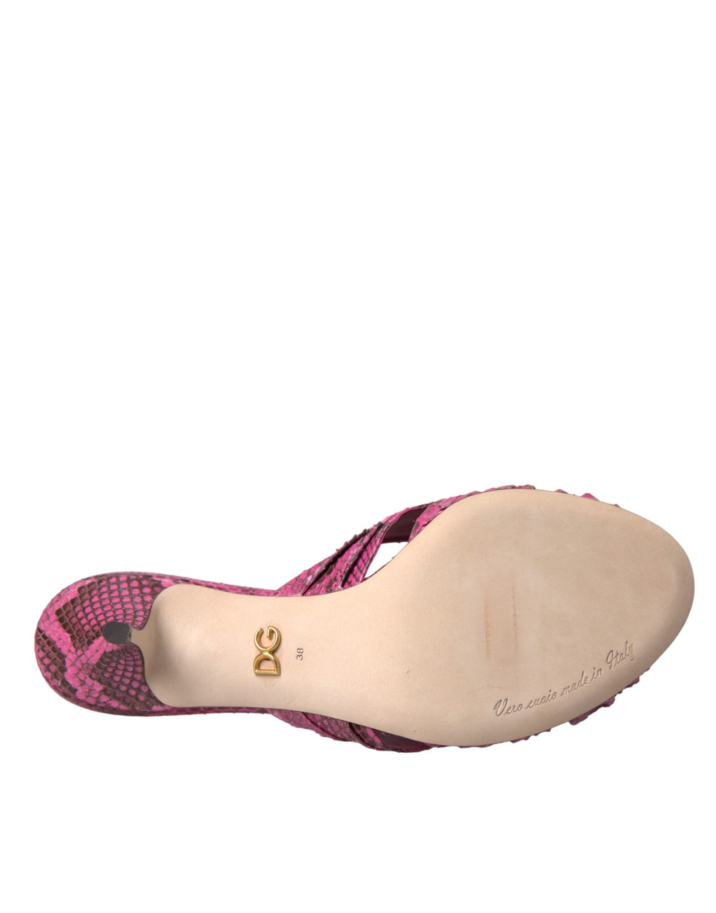 Chaussures mules à talons chaton en cuir exotique roses Dolce & Gabbana