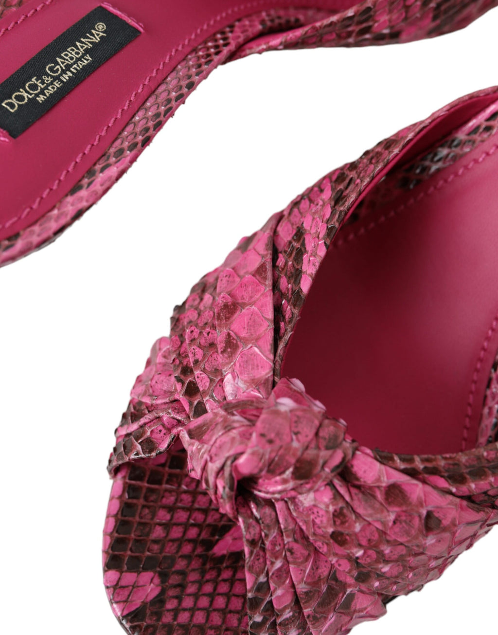 Chaussures mules à talons chaton en cuir exotique roses Dolce & Gabbana