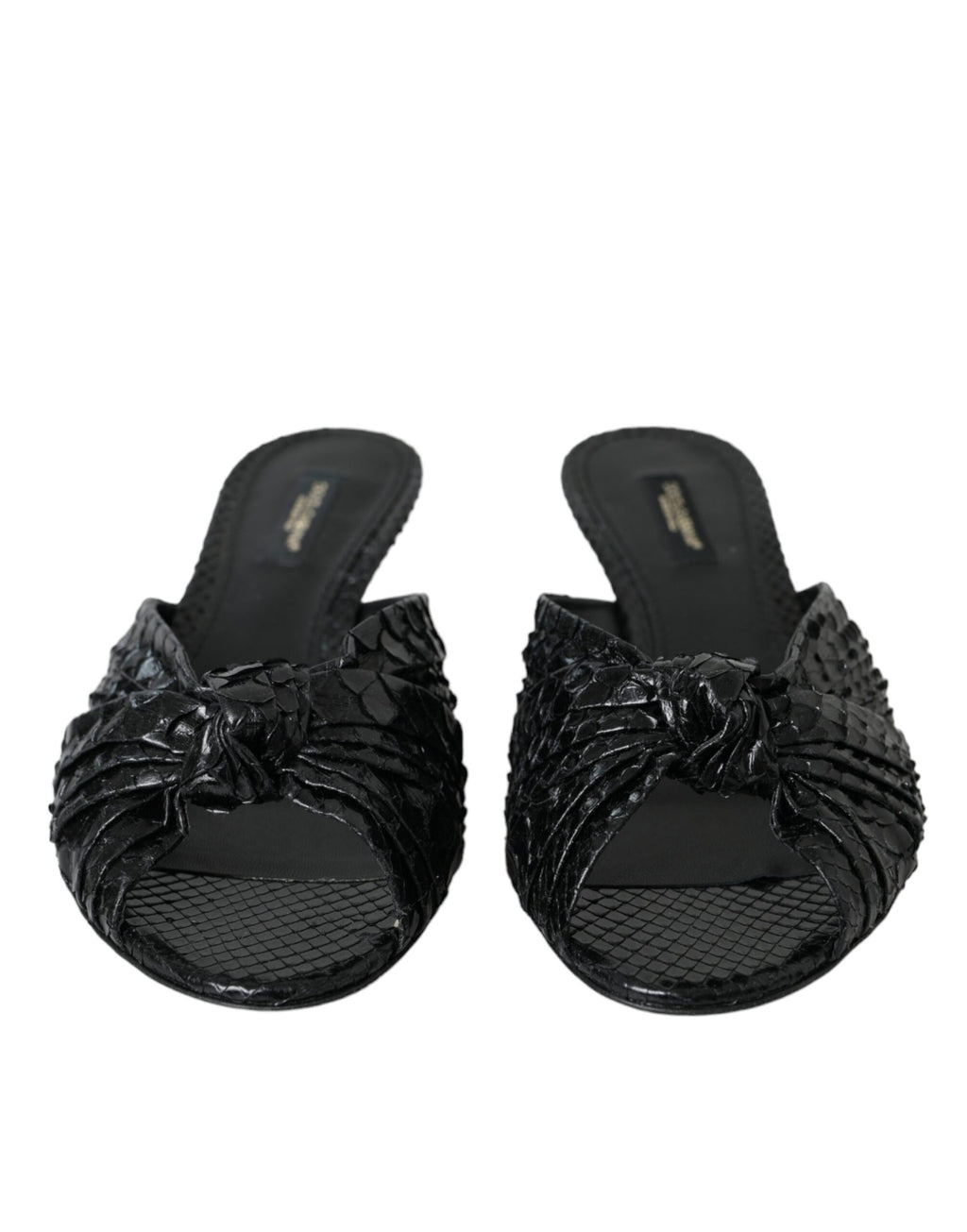 Chaussures à talons à enfiler en cuir exotique noir Dolce & Gabbana