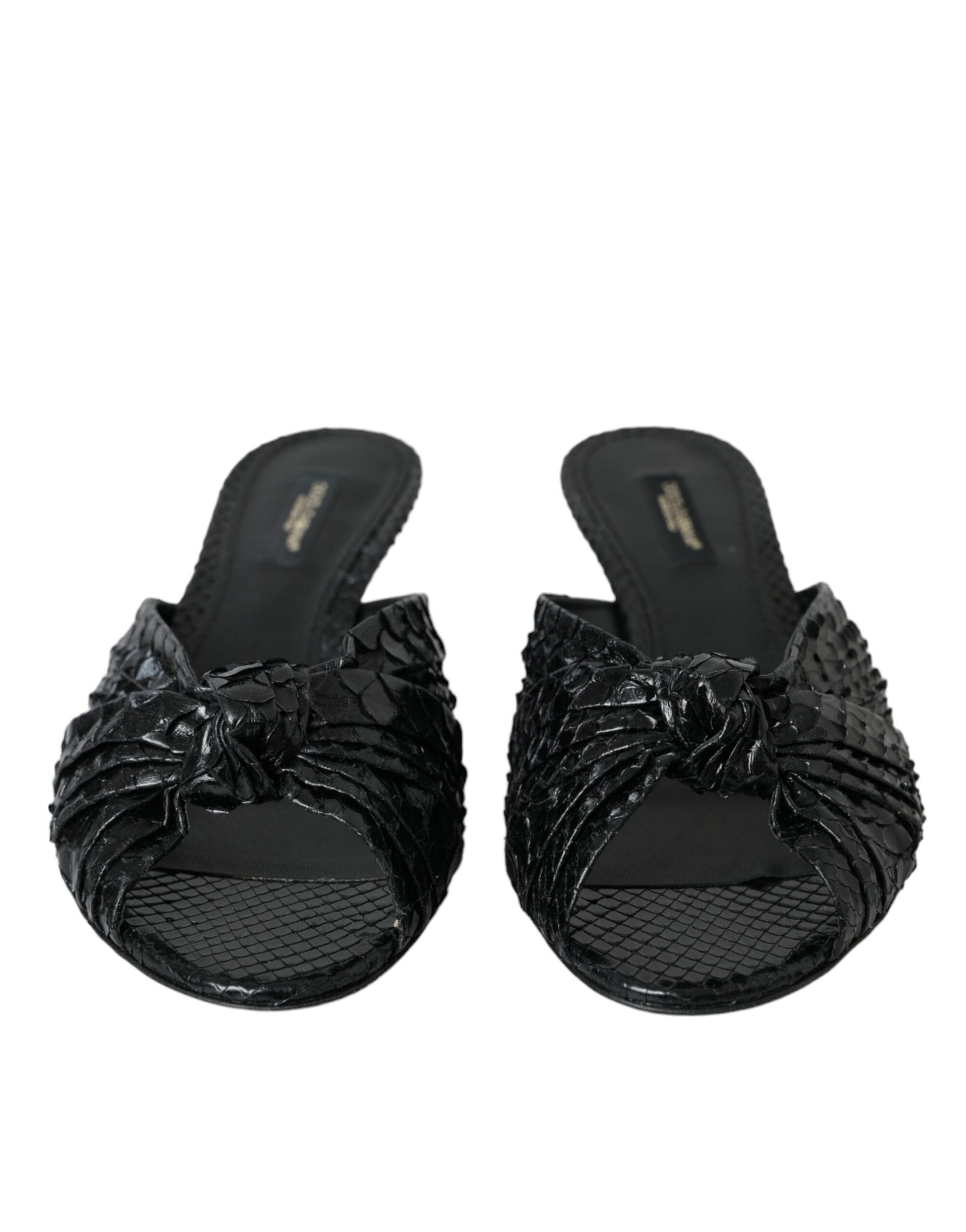 Chaussures à talons à enfiler en cuir exotique noir Dolce & Gabbana