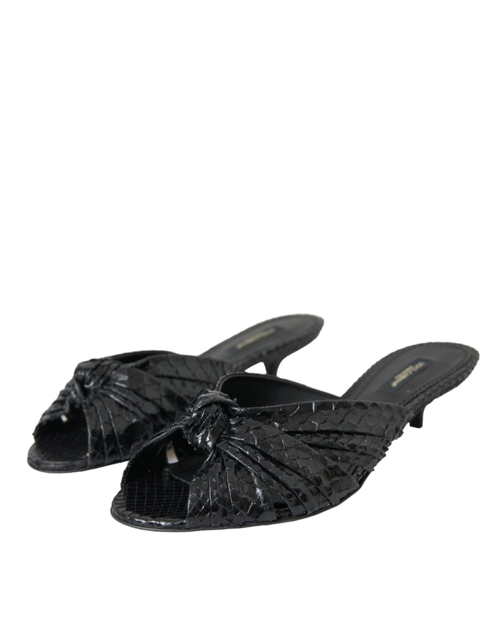 Chaussures à talons à enfiler en cuir exotique noir Dolce & Gabbana