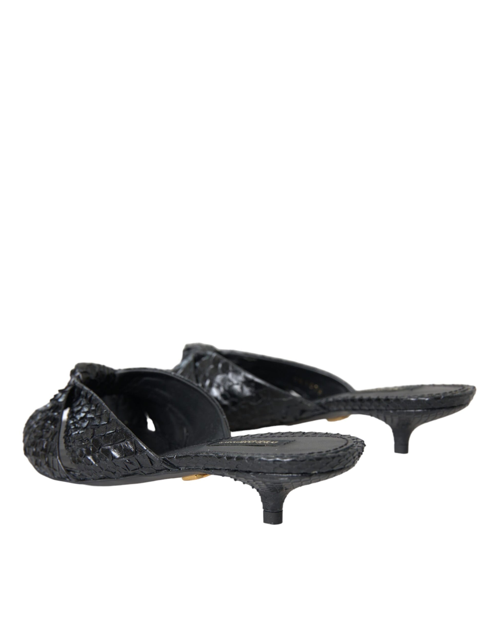 Chaussures à talons à enfiler en cuir exotique noir Dolce & Gabbana