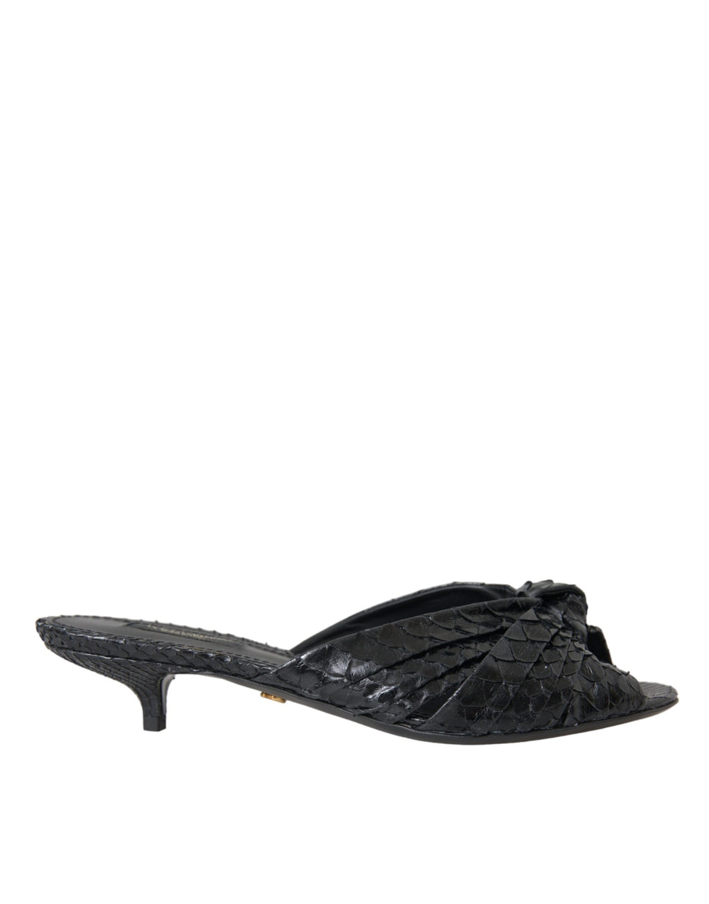 Chaussures à talons à enfiler en cuir exotique noir Dolce & Gabbana