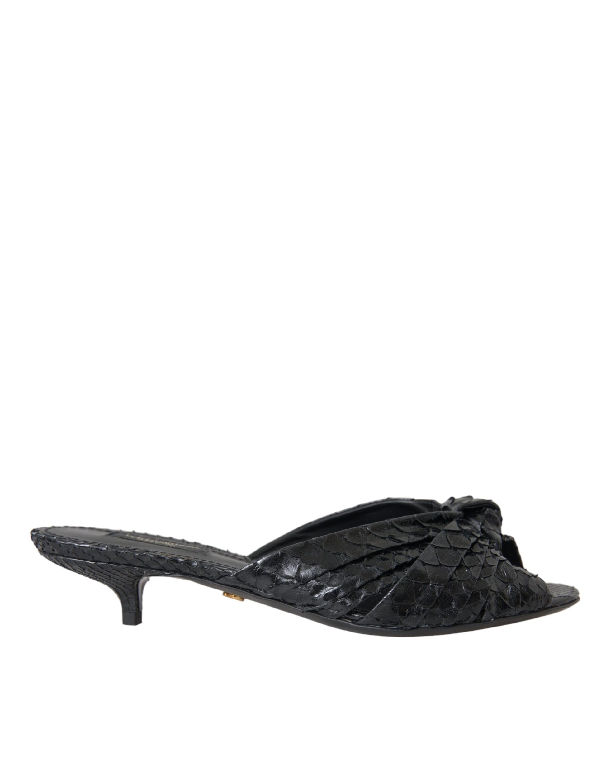 Chaussures à talons à enfiler en cuir exotique noir Dolce & Gabbana