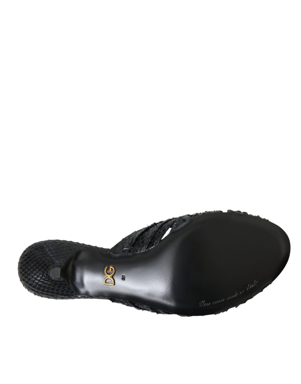 Chaussures à talons à enfiler en cuir exotique noir Dolce & Gabbana