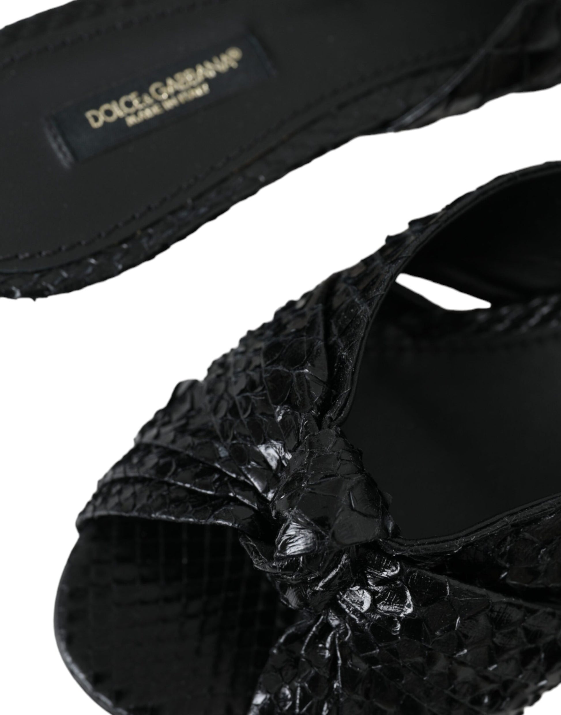 Chaussures à talons à enfiler en cuir exotique noir Dolce & Gabbana