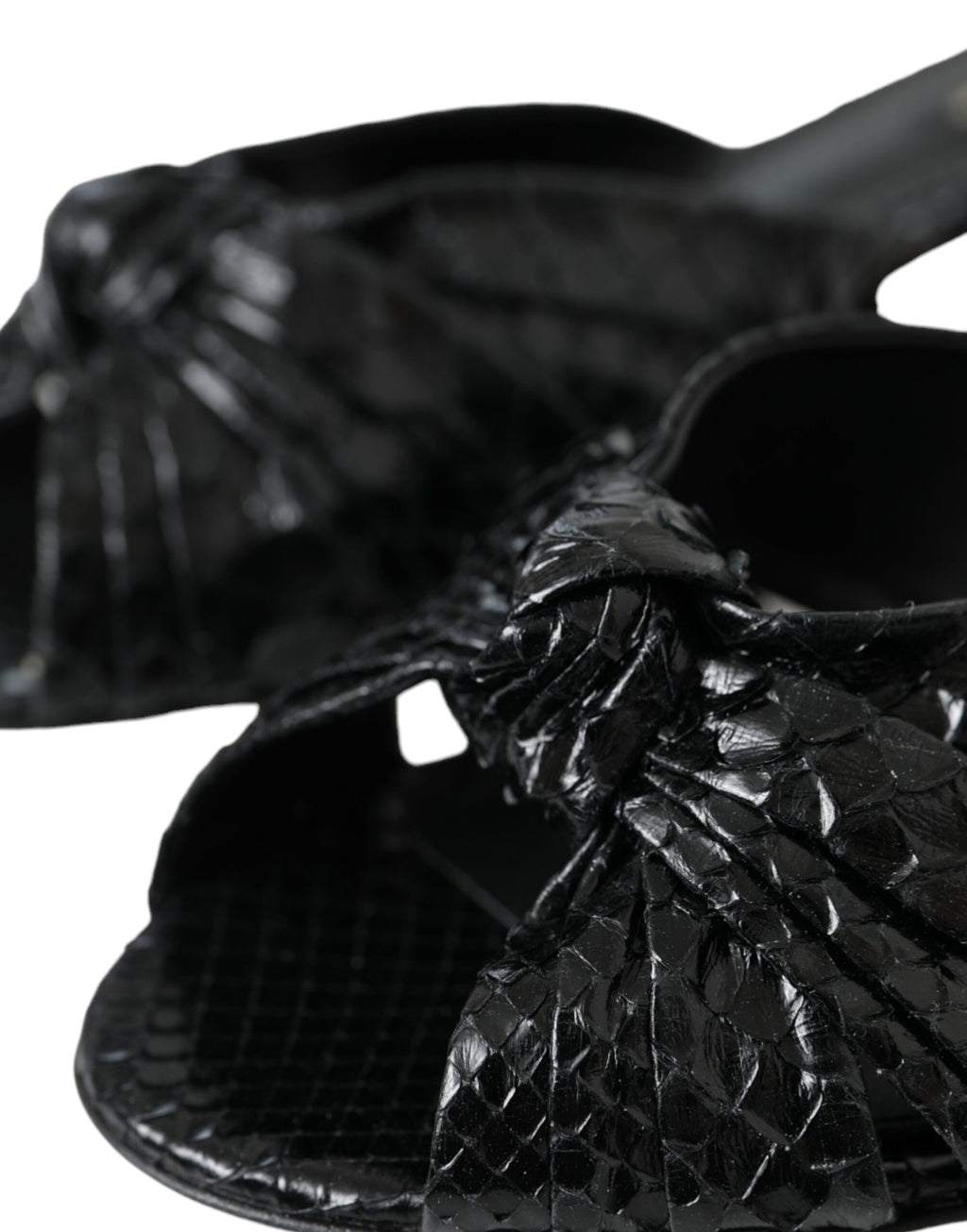 Chaussures à talons à enfiler en cuir exotique noir Dolce & Gabbana