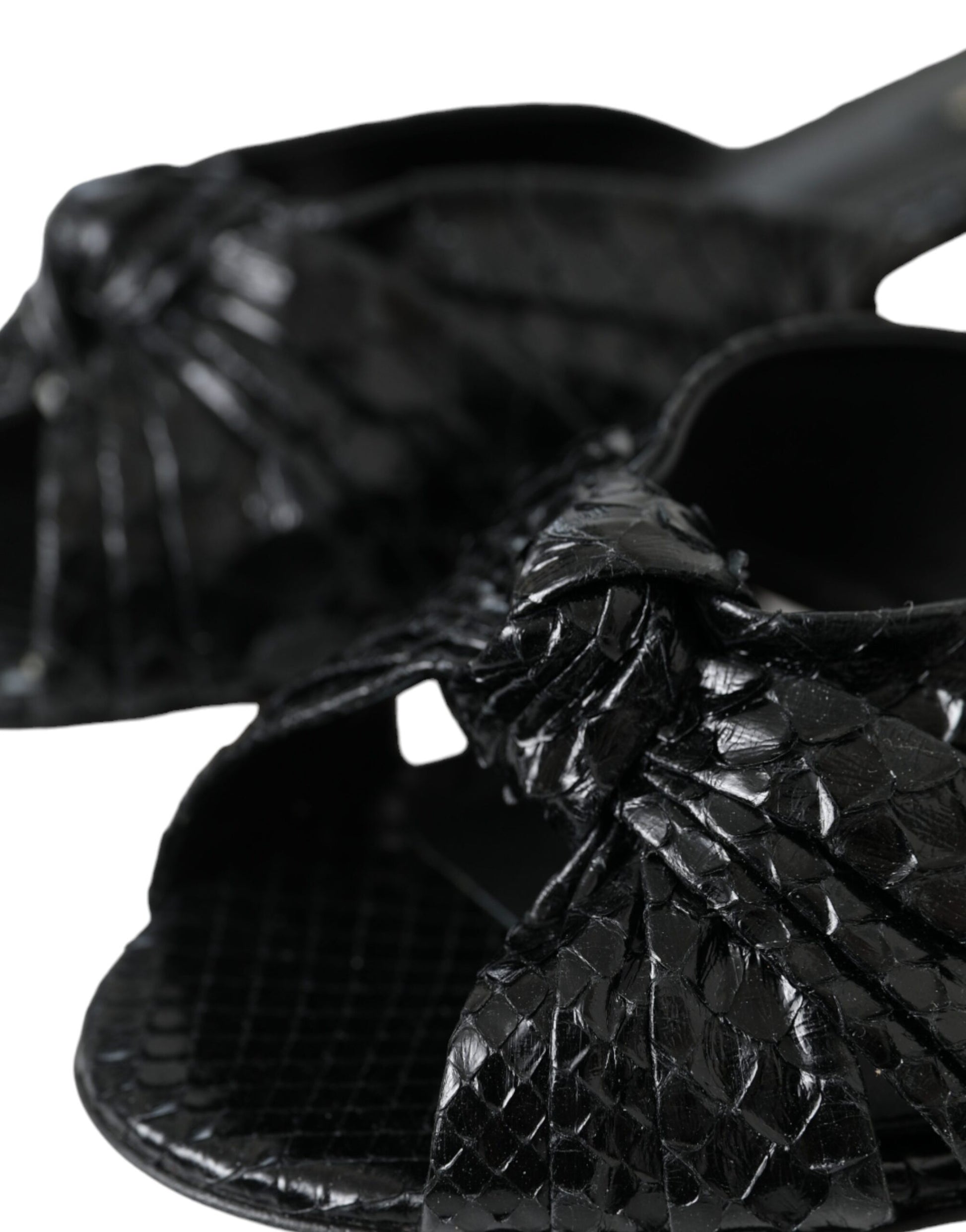 Chaussures à talons à enfiler en cuir exotique noir Dolce & Gabbana