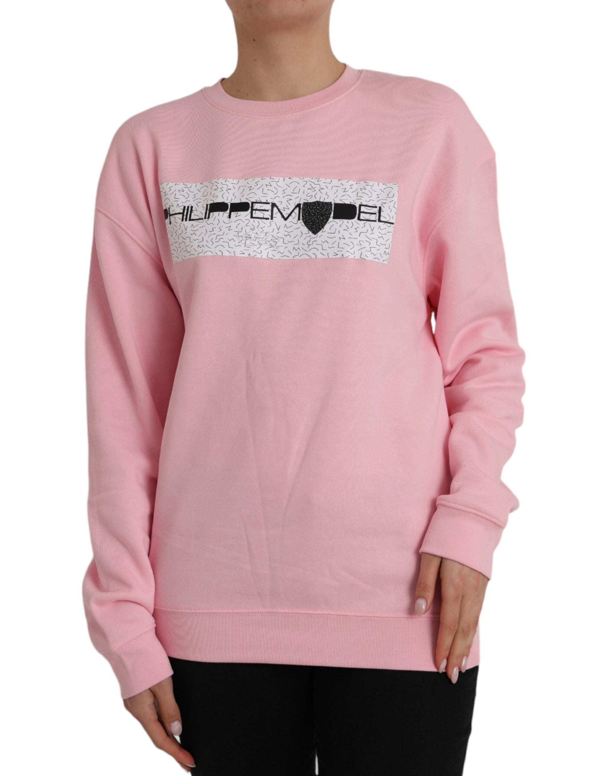 Pull Philippe Model en coton rose à logo et manches longues