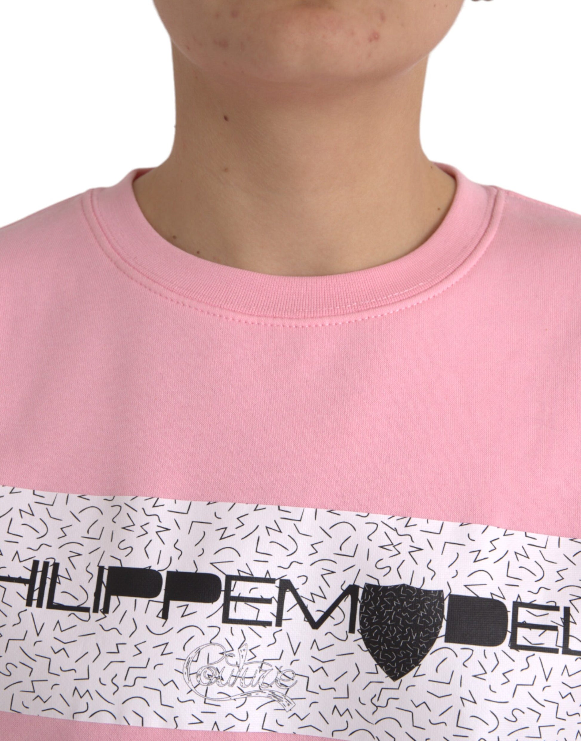 Pull Philippe Model en coton rose à logo et manches longues