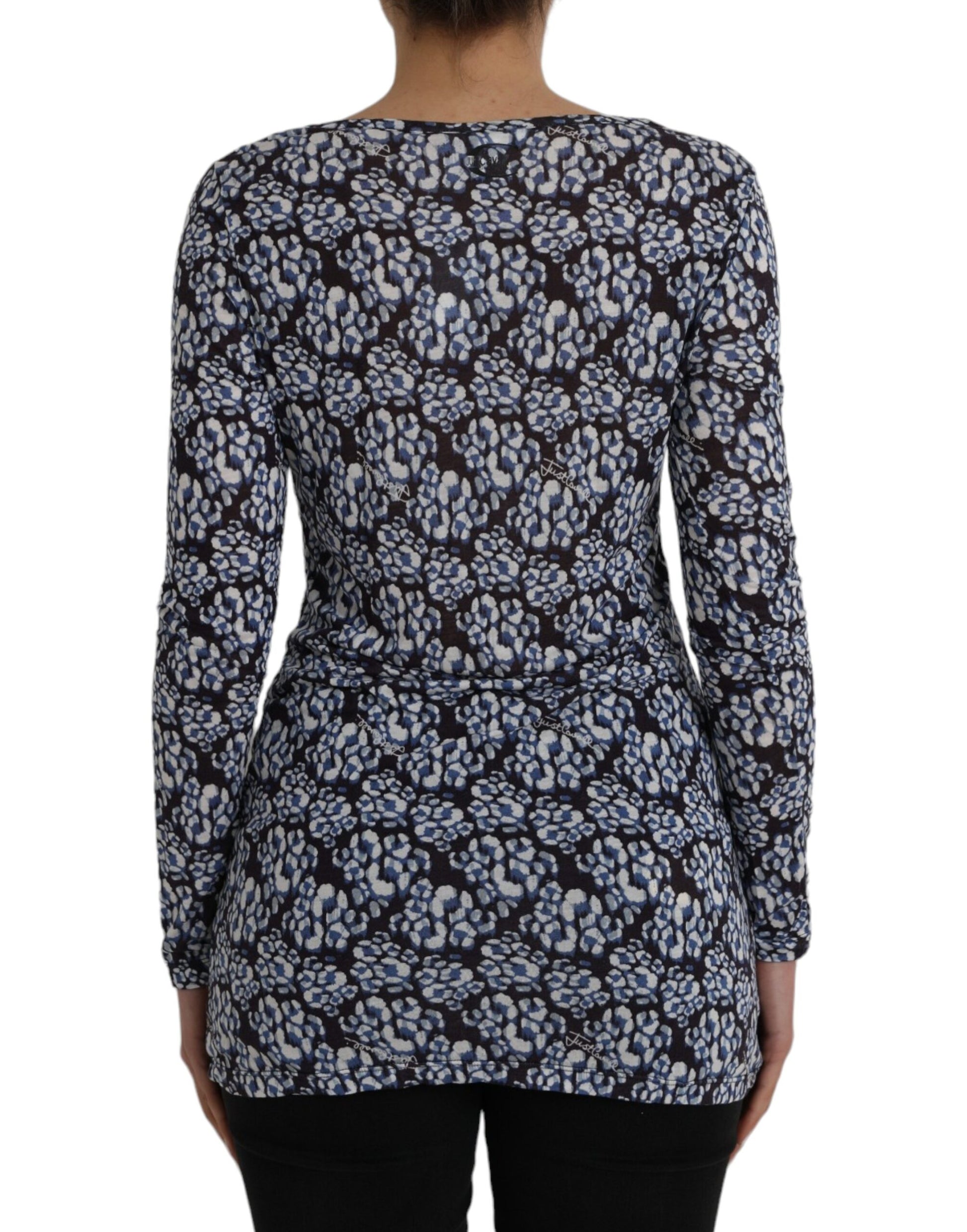 Haut à Manches Longues en Dentelle Florale Bleu Just Cavalli Blouse Sous-Vêtement