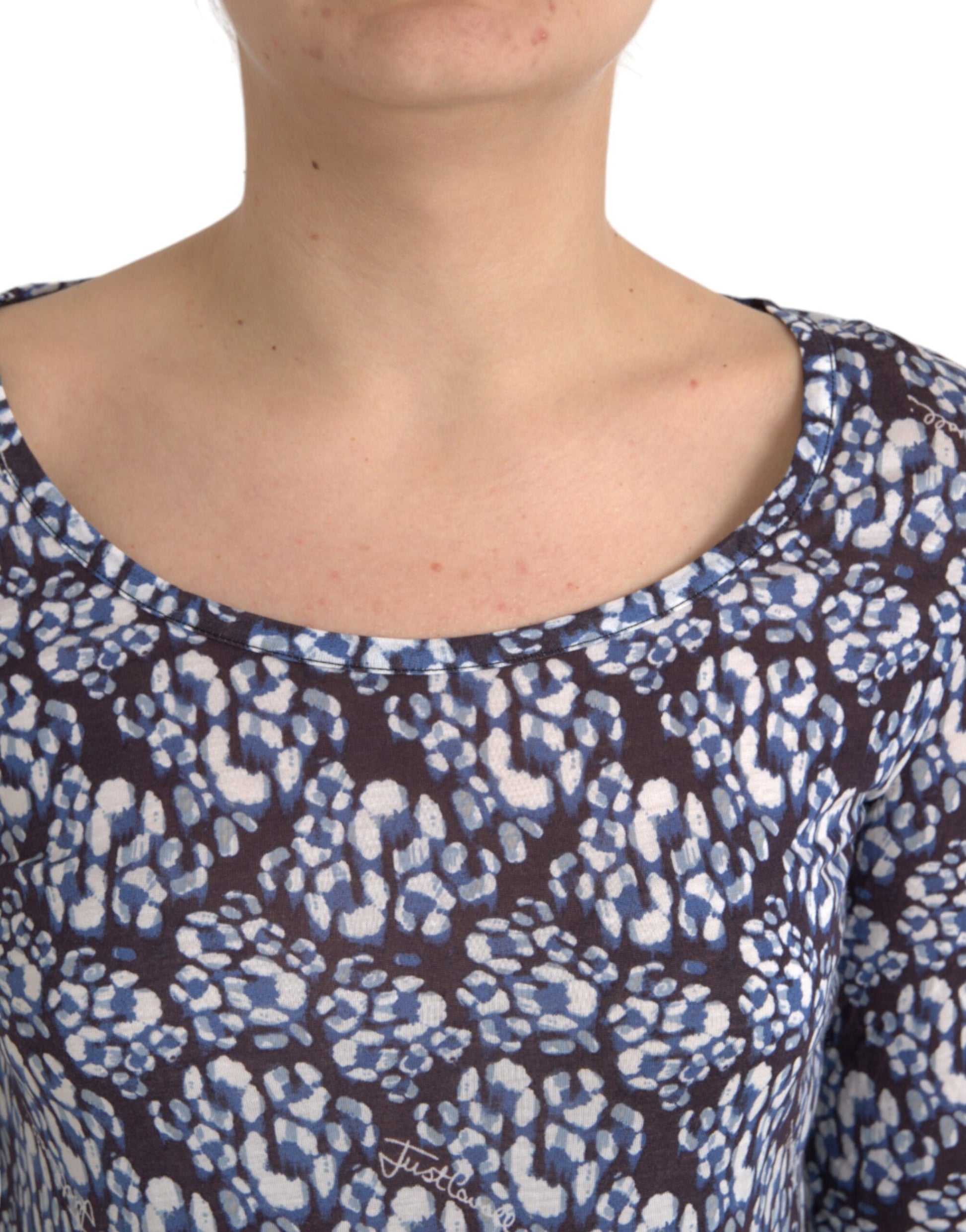 Haut à Manches Longues en Dentelle Florale Bleu Just Cavalli Blouse Sous-Vêtement