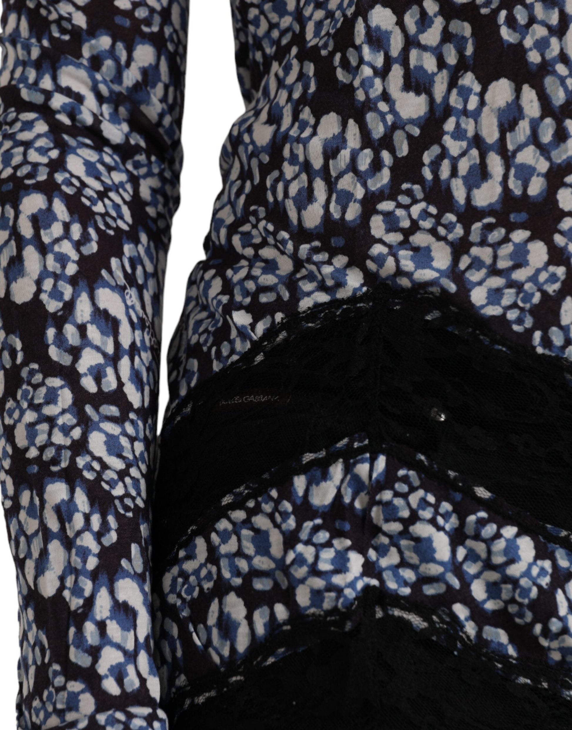 Haut à Manches Longues en Dentelle Florale Bleu Just Cavalli Blouse Sous-Vêtement