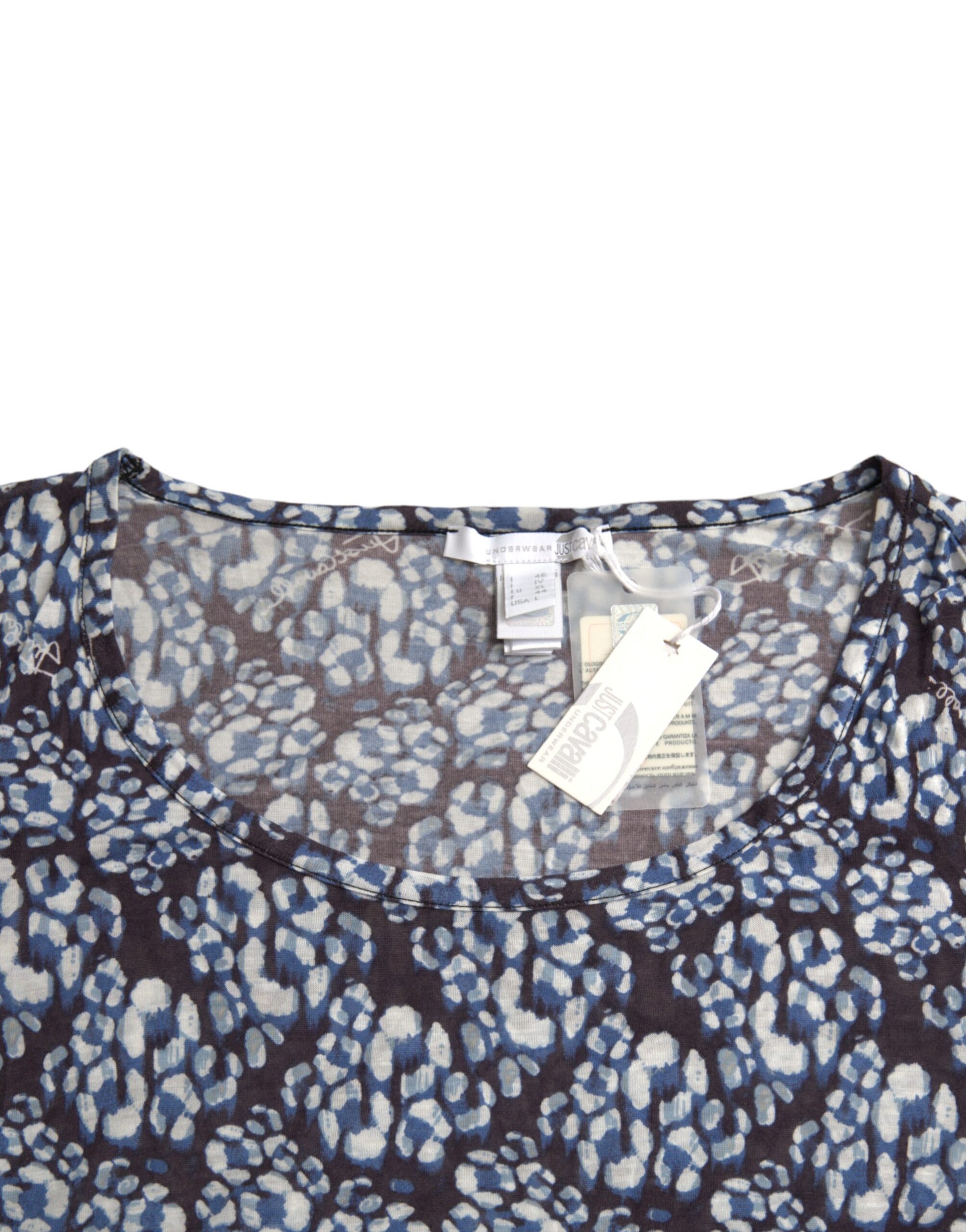 Haut à Manches Longues en Dentelle Florale Bleu Just Cavalli Blouse Sous-Vêtement