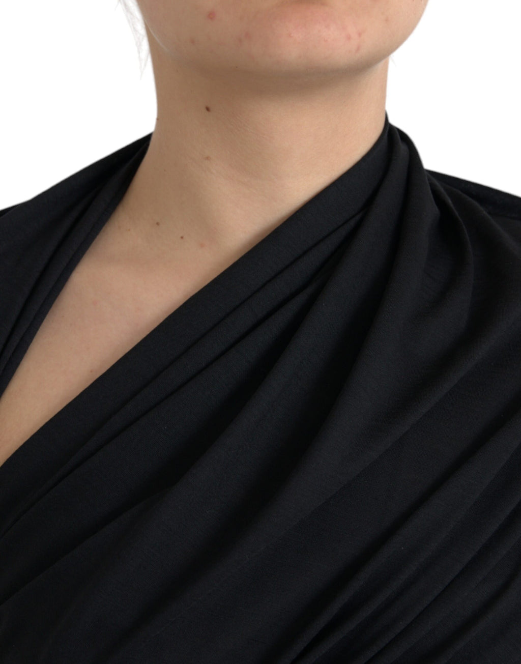 Haut à manches longues asymétrique Dolce & Gabbana en laine noire avec découpes