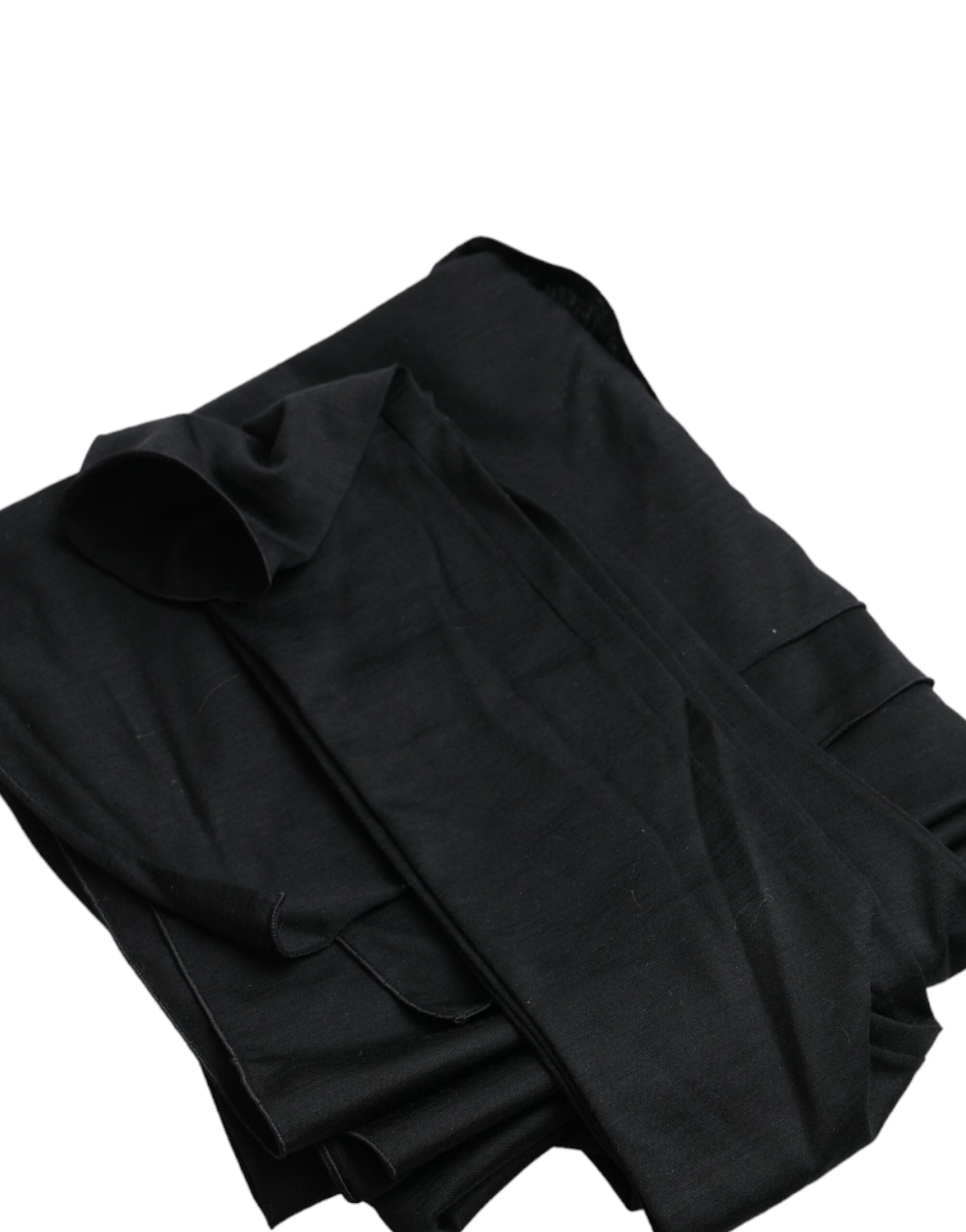 Haut à manches longues asymétrique Dolce & Gabbana en laine noire avec découpes