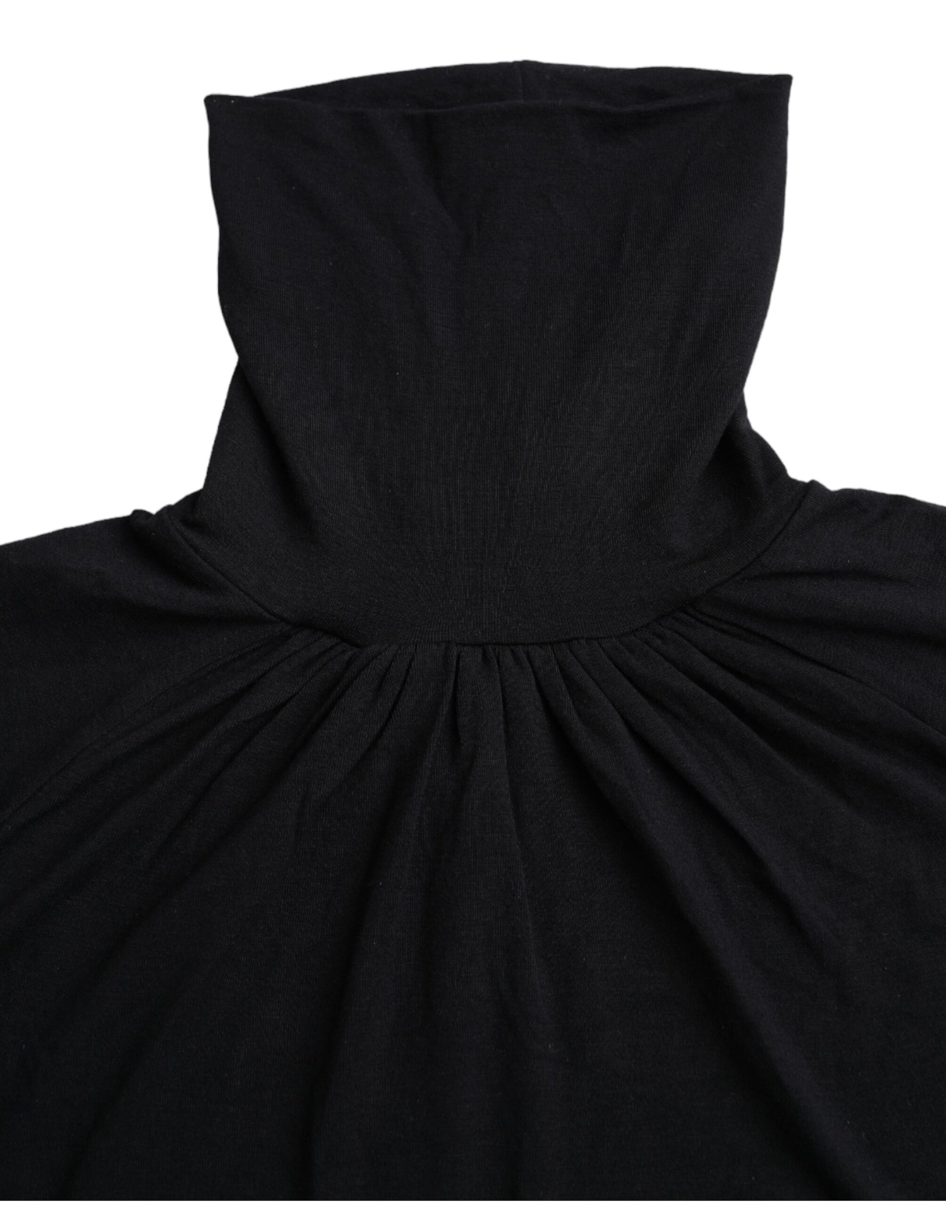 Haut à Manches Courtes Col Roulé Noir en Viscose Costume National