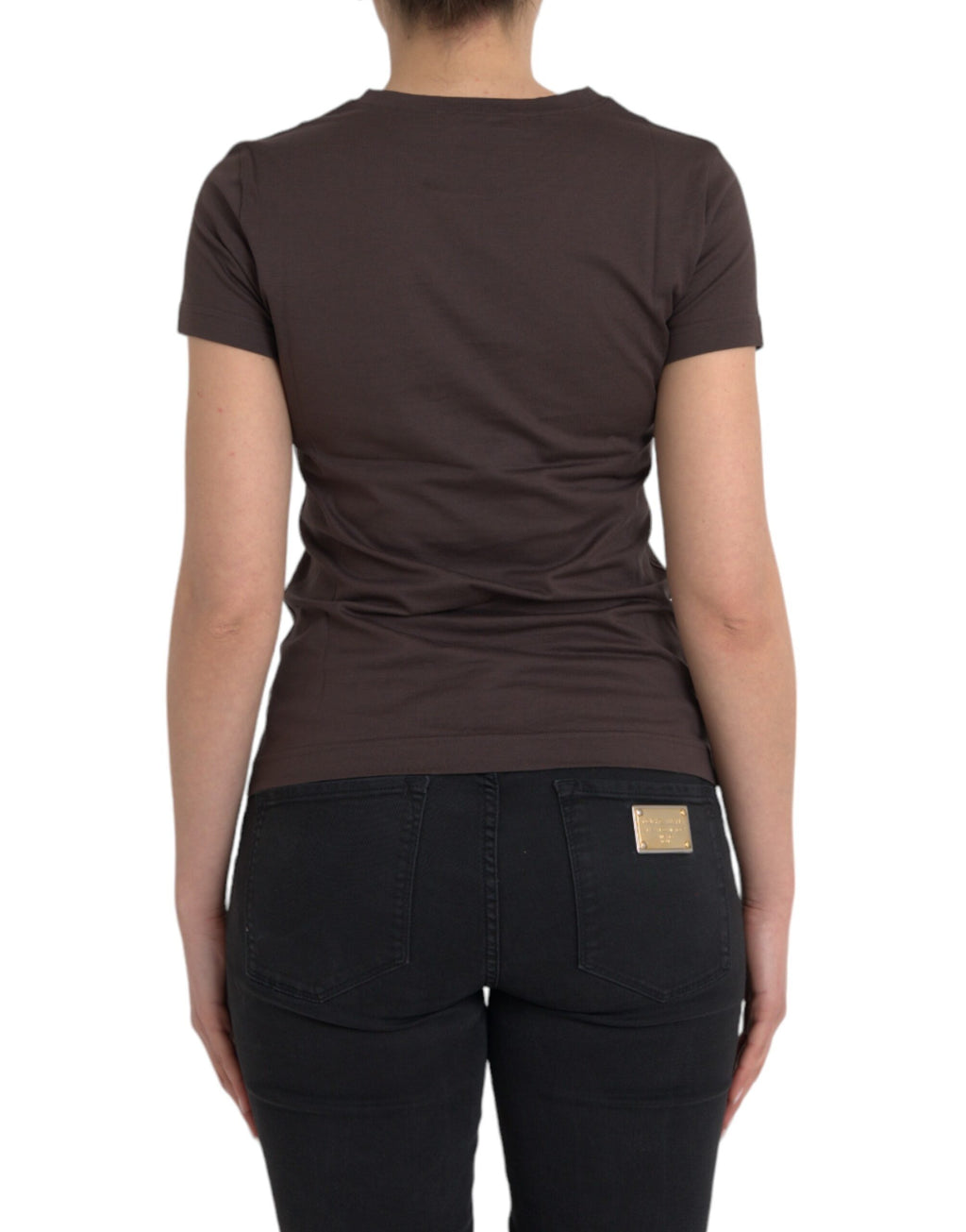 T-shirt col rond Dolce & Gabbana marron imprimé motif 2017