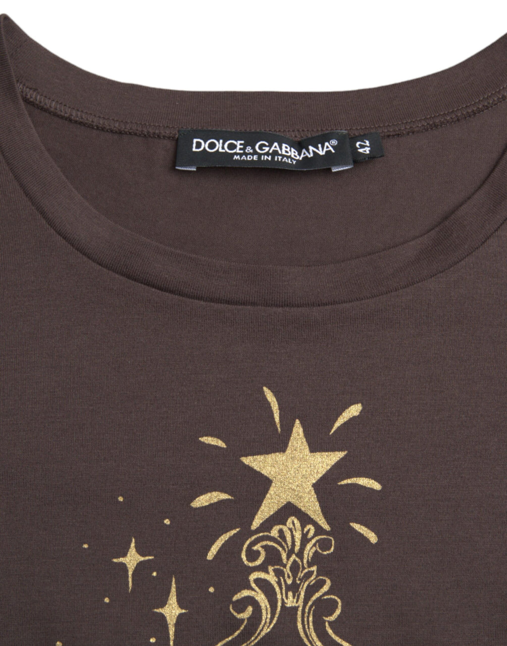 T-shirt col rond Dolce & Gabbana marron imprimé motif 2017